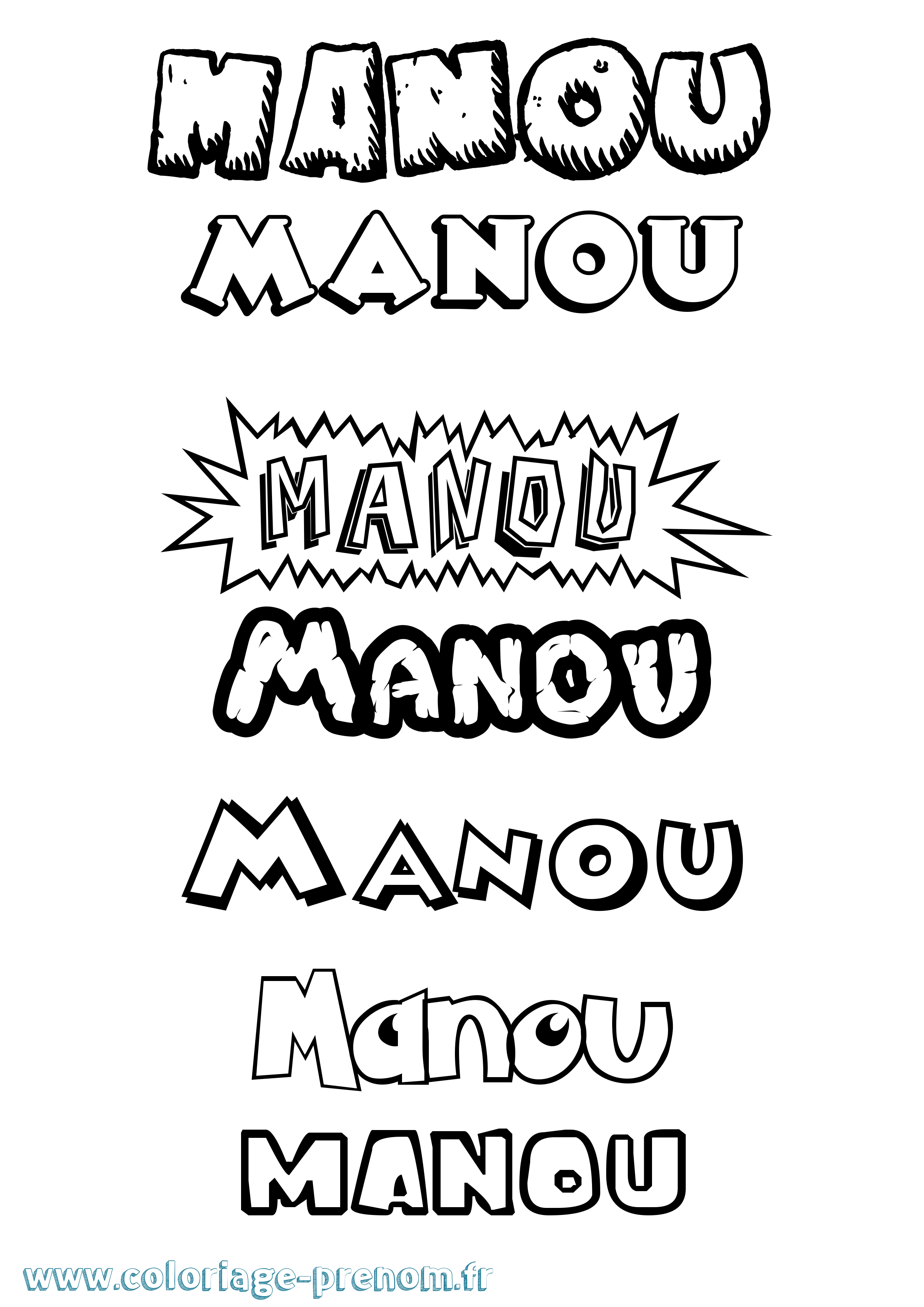 Coloriage prénom Manou Dessin Animé