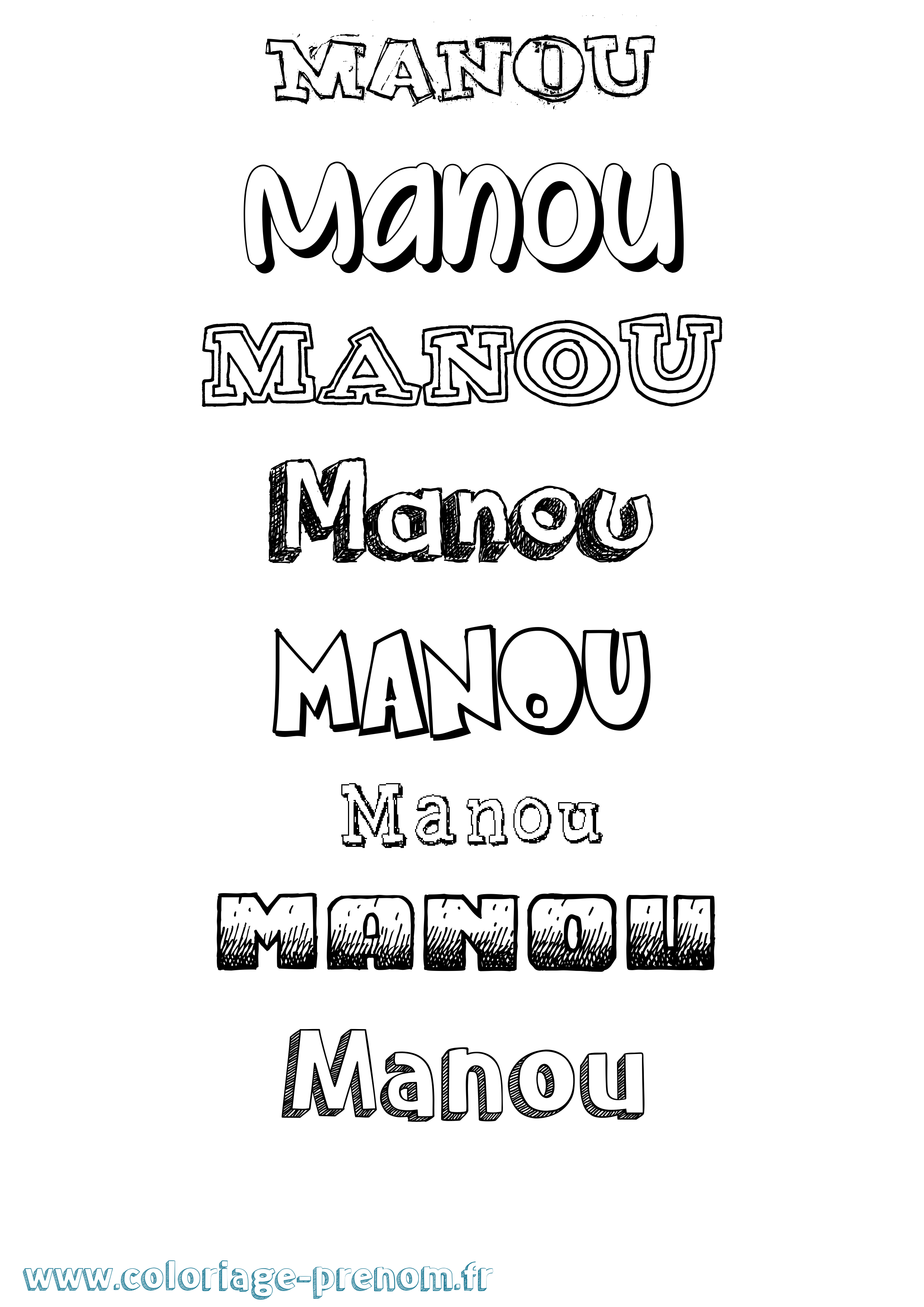Coloriage prénom Manou Dessiné