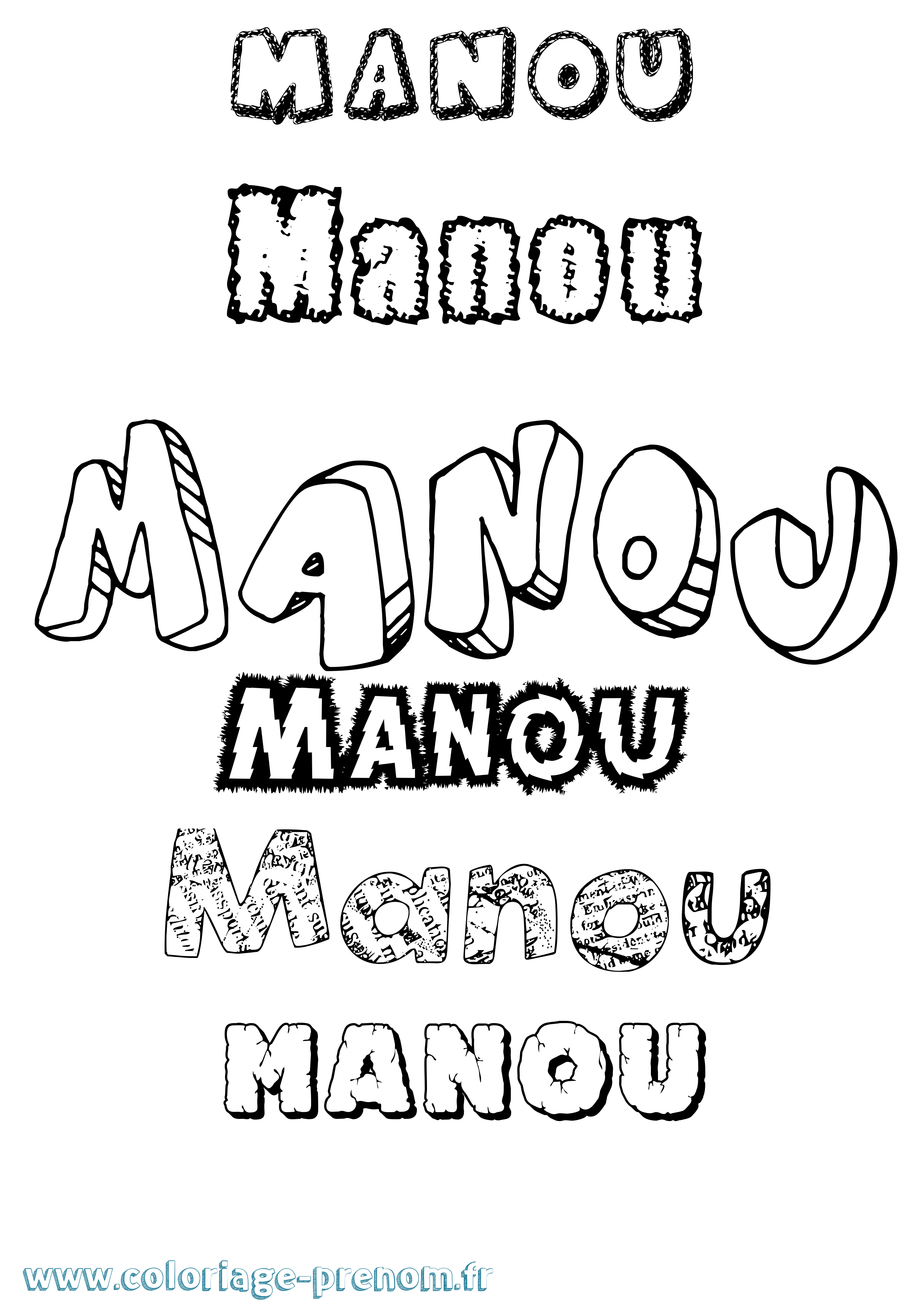 Coloriage prénom Manou Destructuré