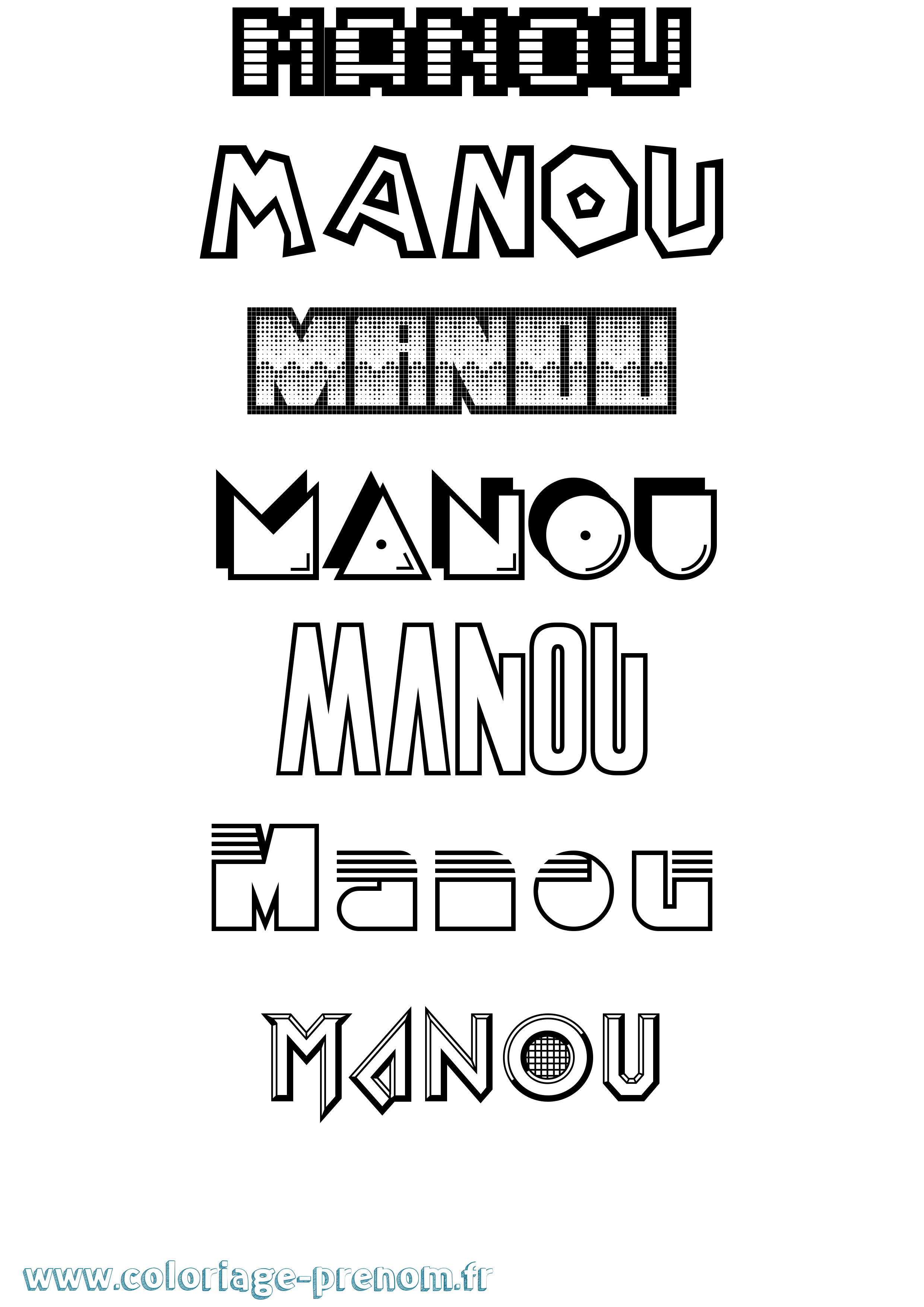 Coloriage prénom Manou Jeux Vidéos