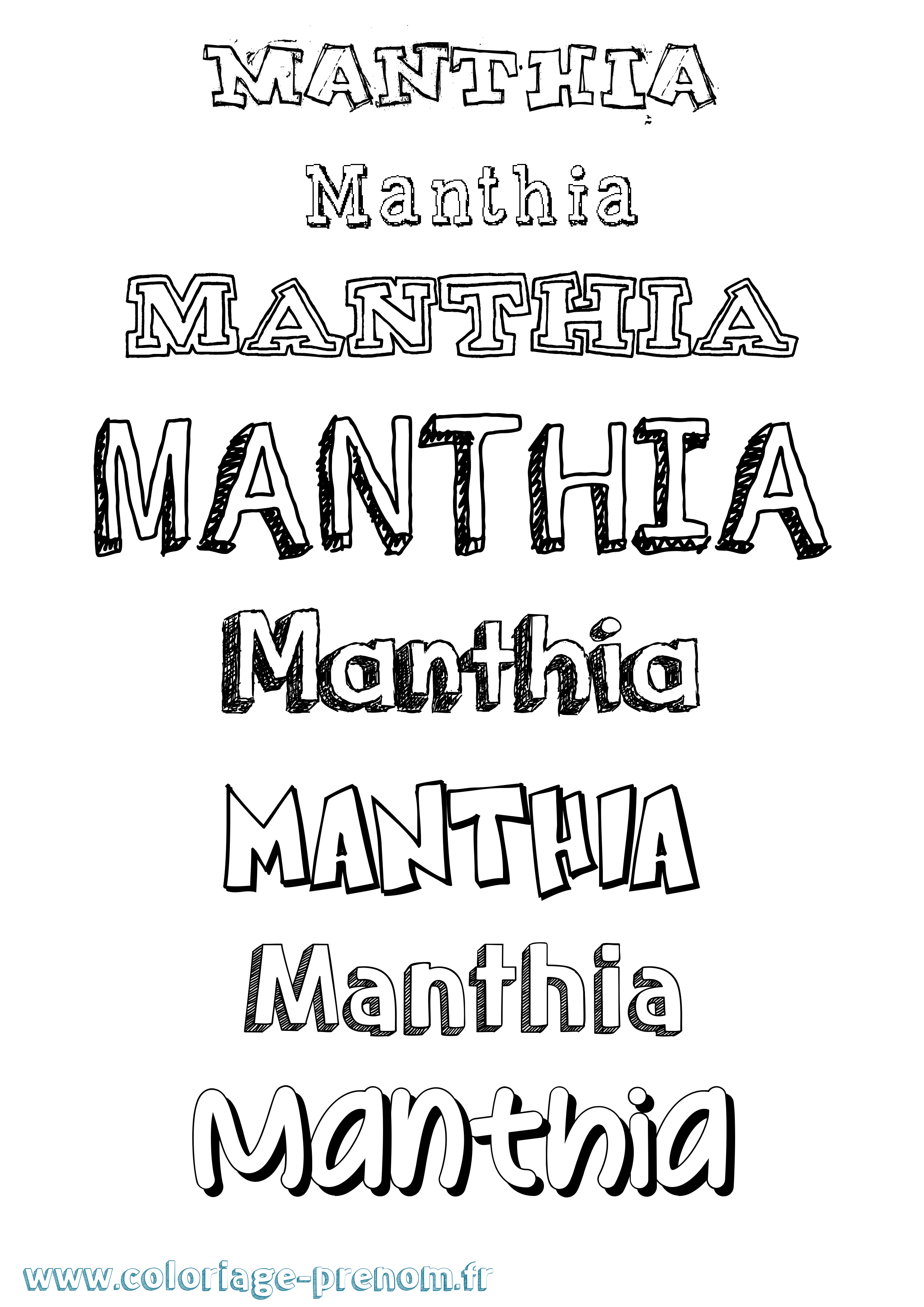 Coloriage prénom Manthia Dessiné