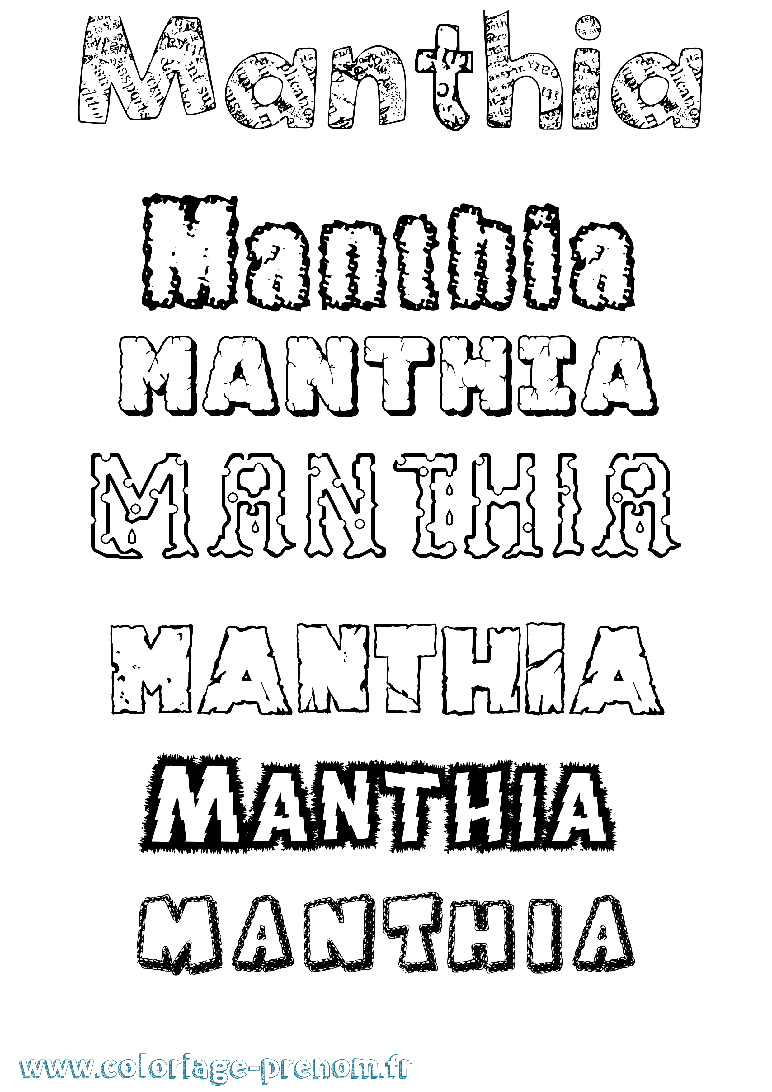Coloriage prénom Manthia Destructuré