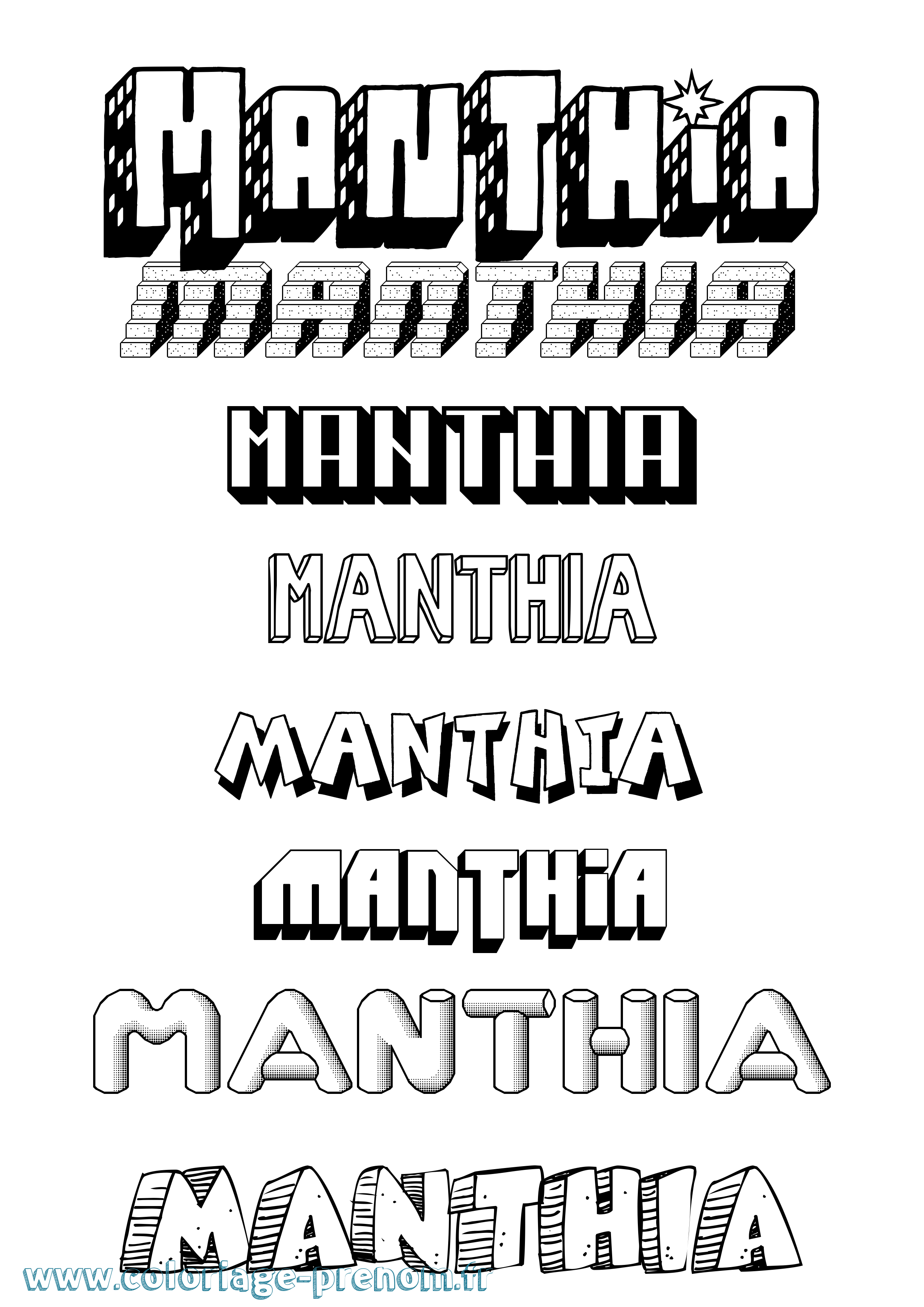 Coloriage prénom Manthia Effet 3D