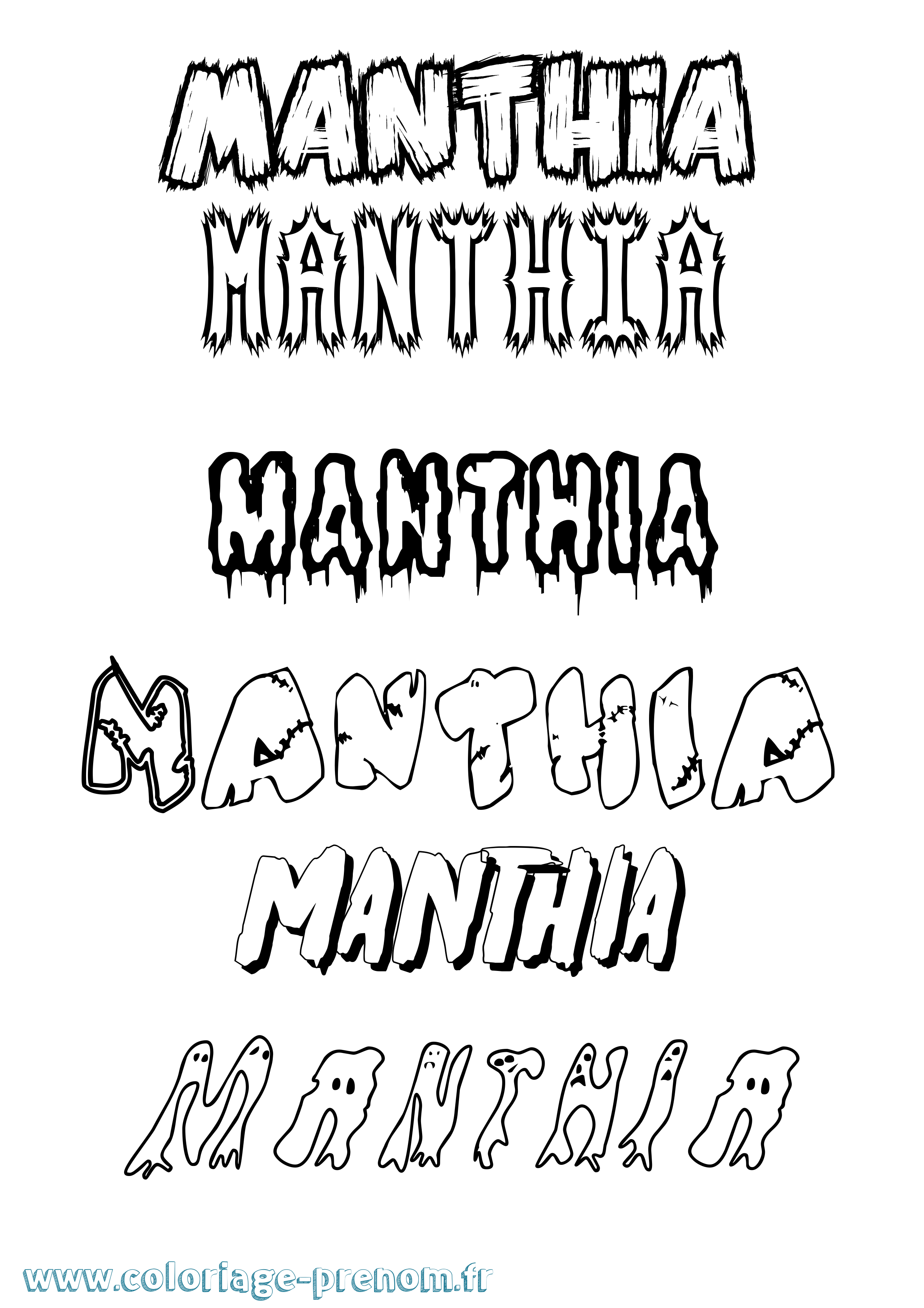 Coloriage prénom Manthia Frisson