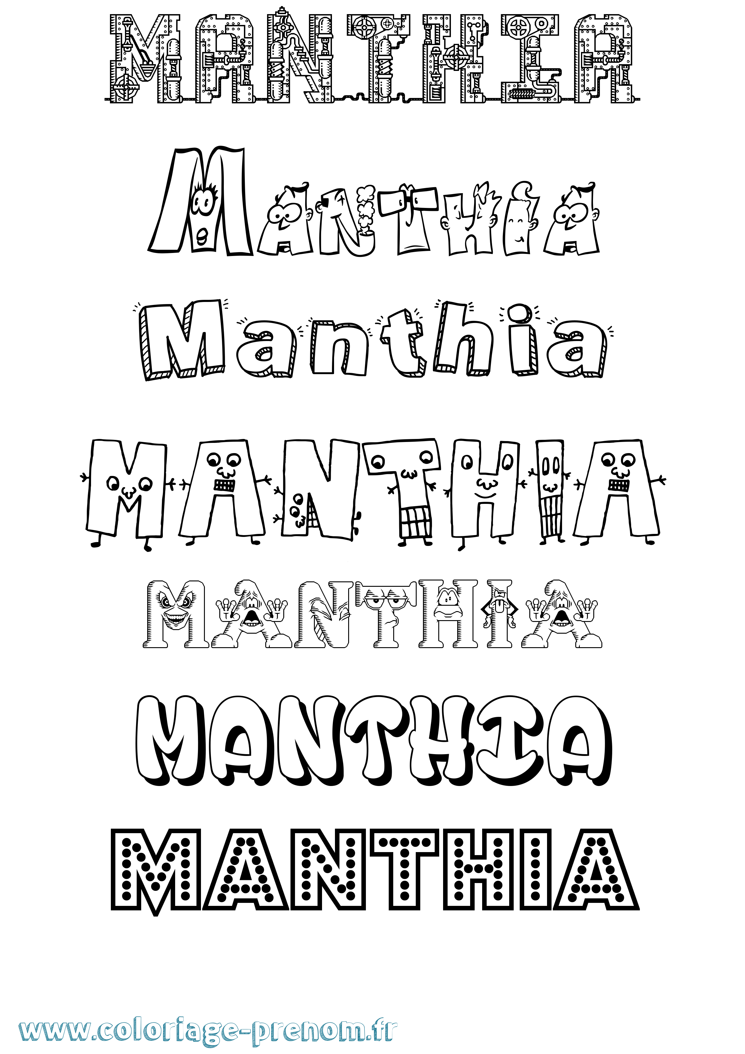 Coloriage prénom Manthia Fun