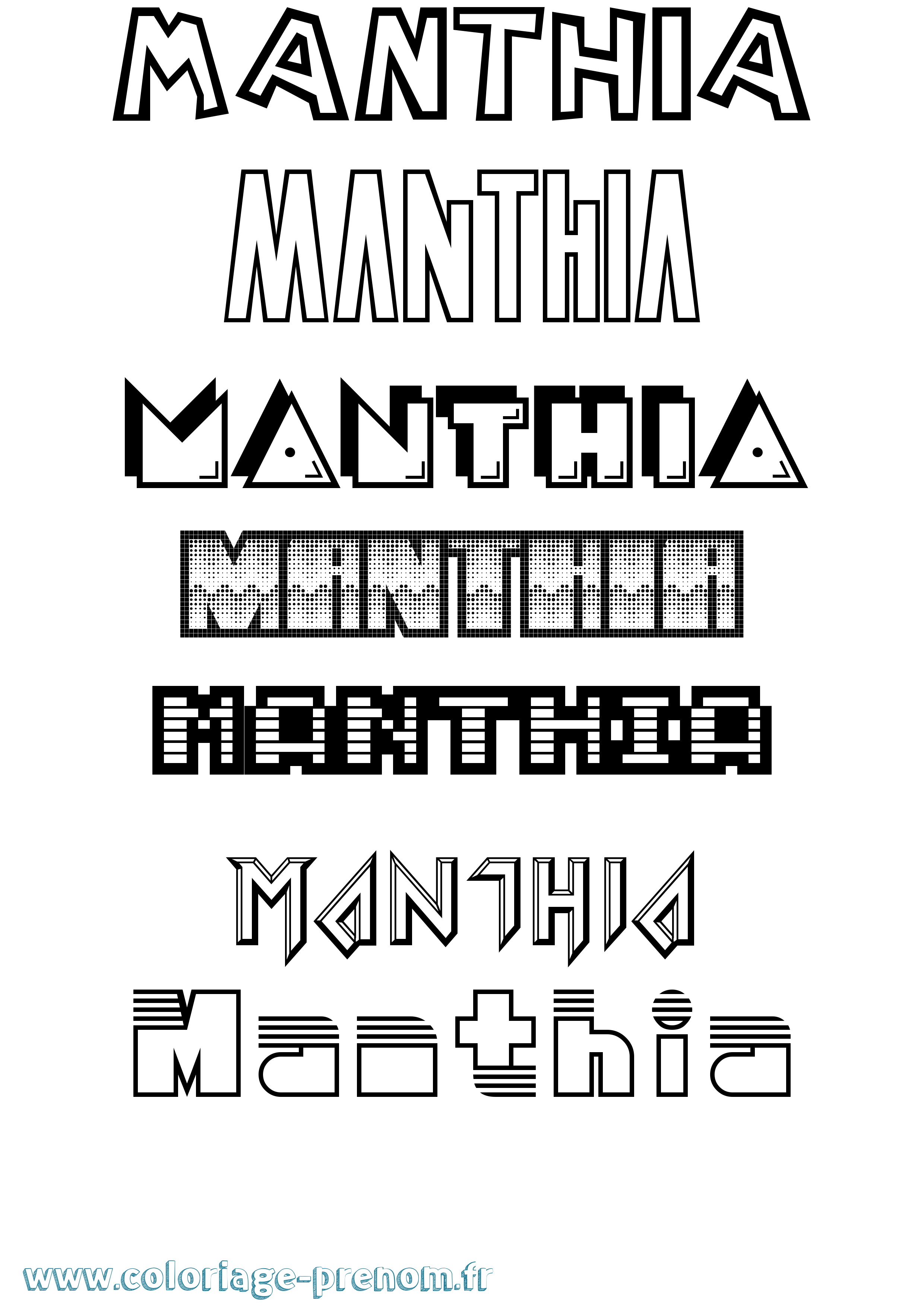Coloriage prénom Manthia Jeux Vidéos