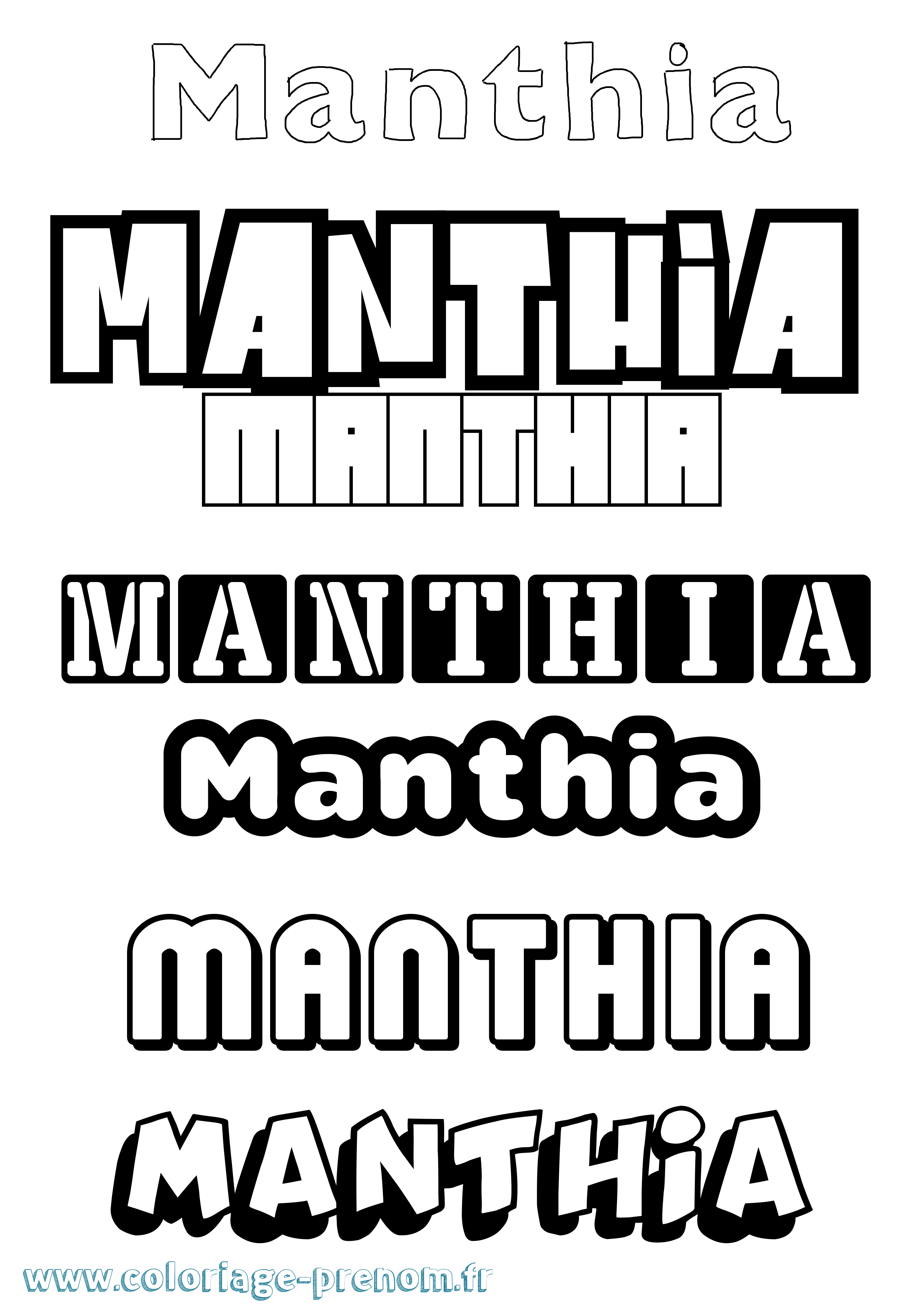 Coloriage prénom Manthia Simple