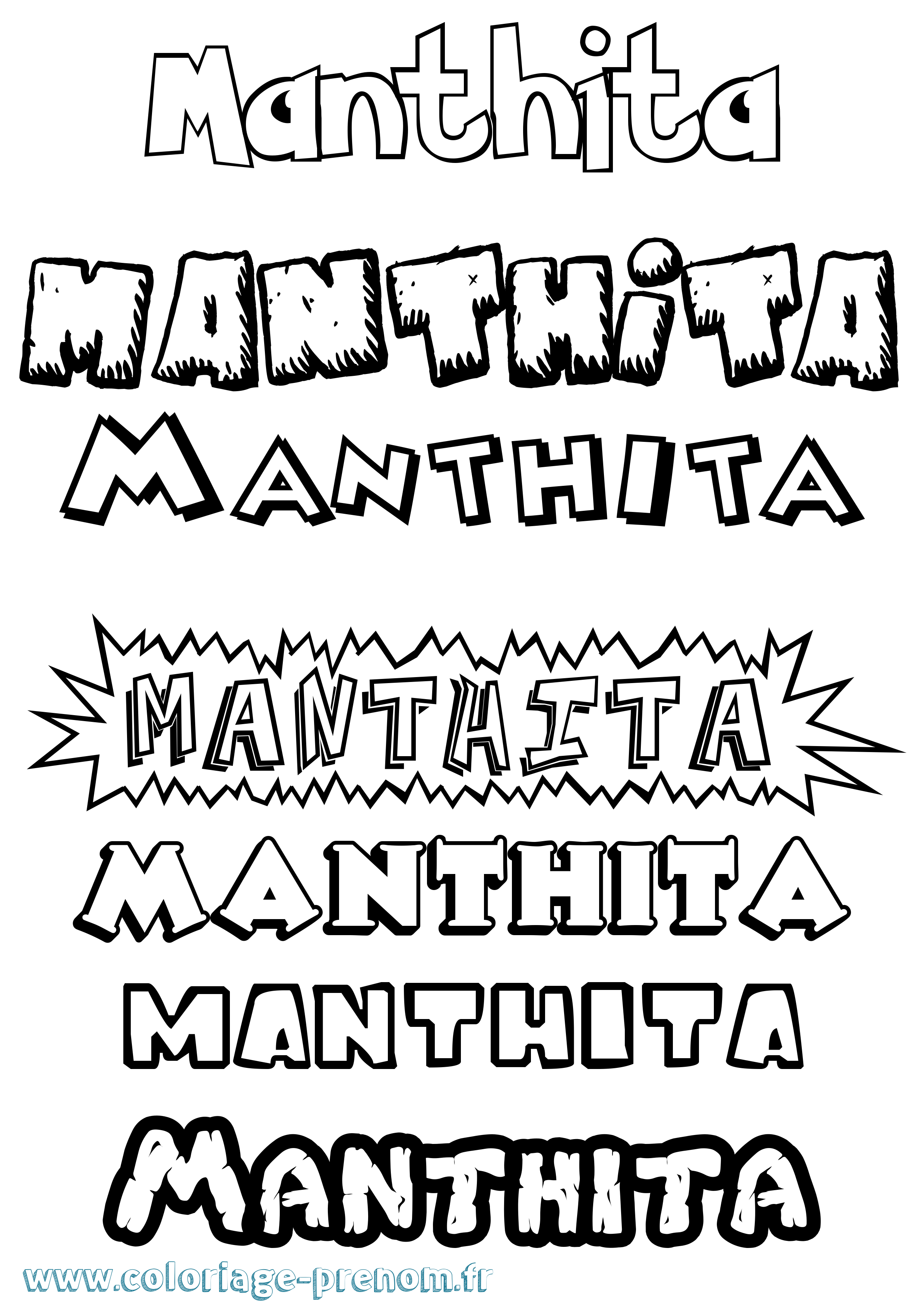 Coloriage prénom Manthita Dessin Animé