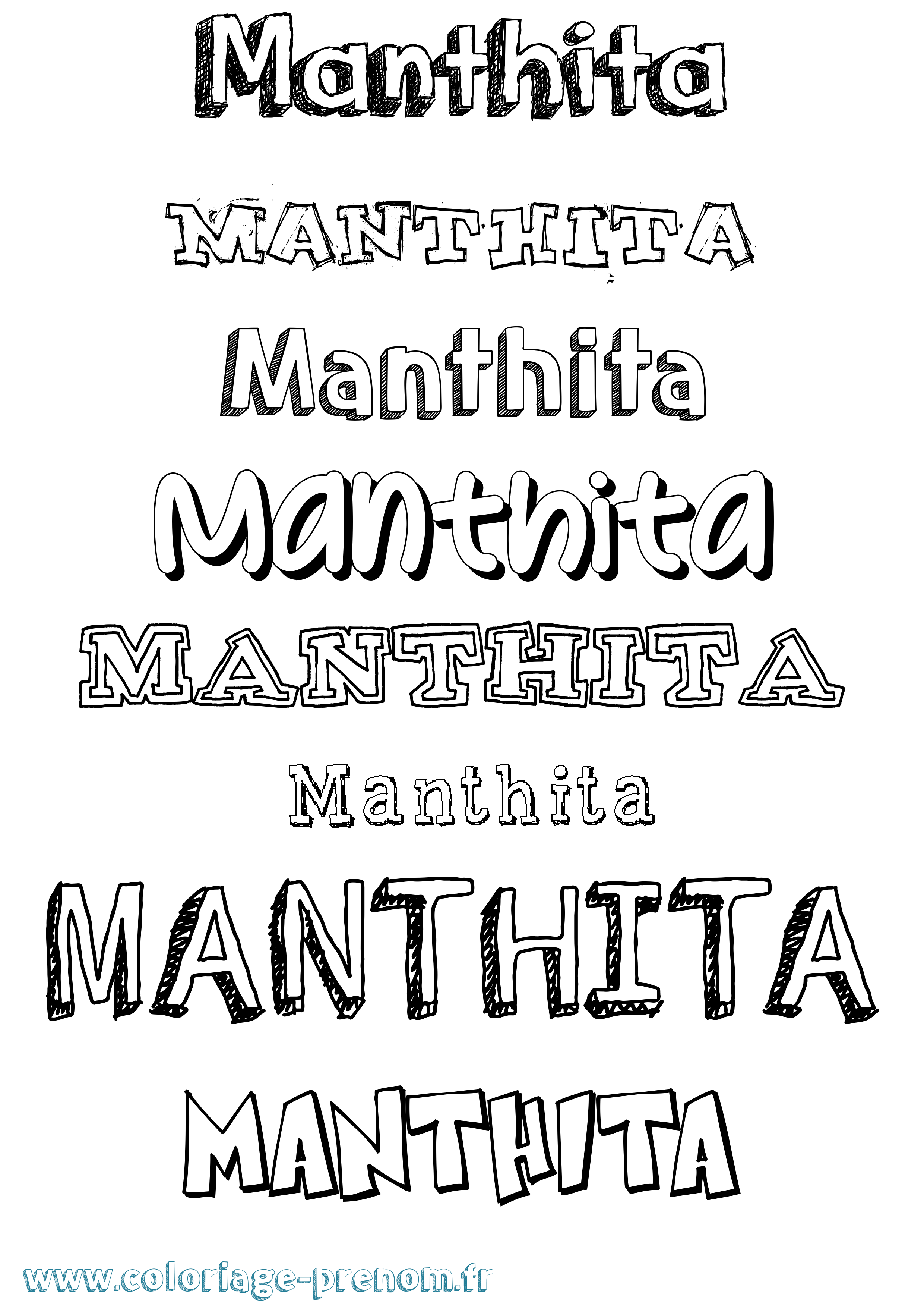 Coloriage prénom Manthita Dessiné