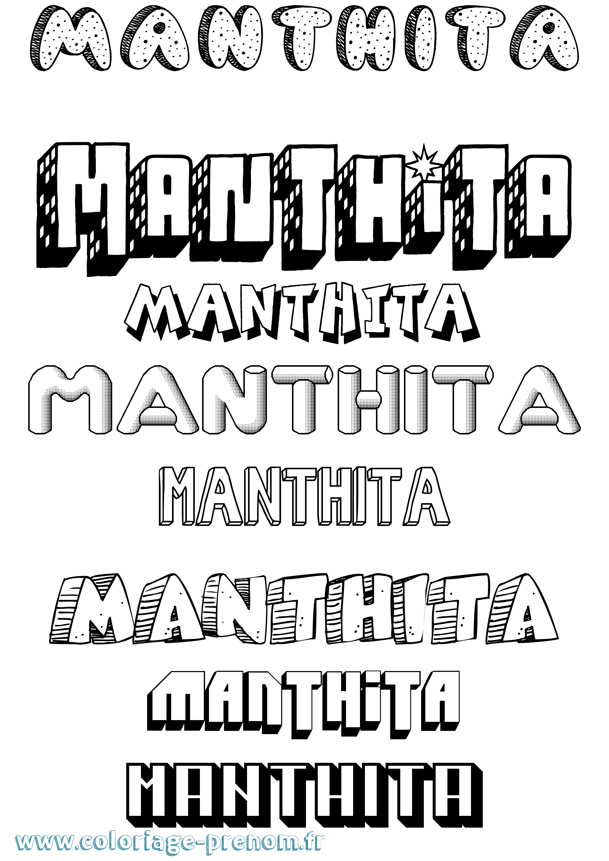 Coloriage prénom Manthita Effet 3D