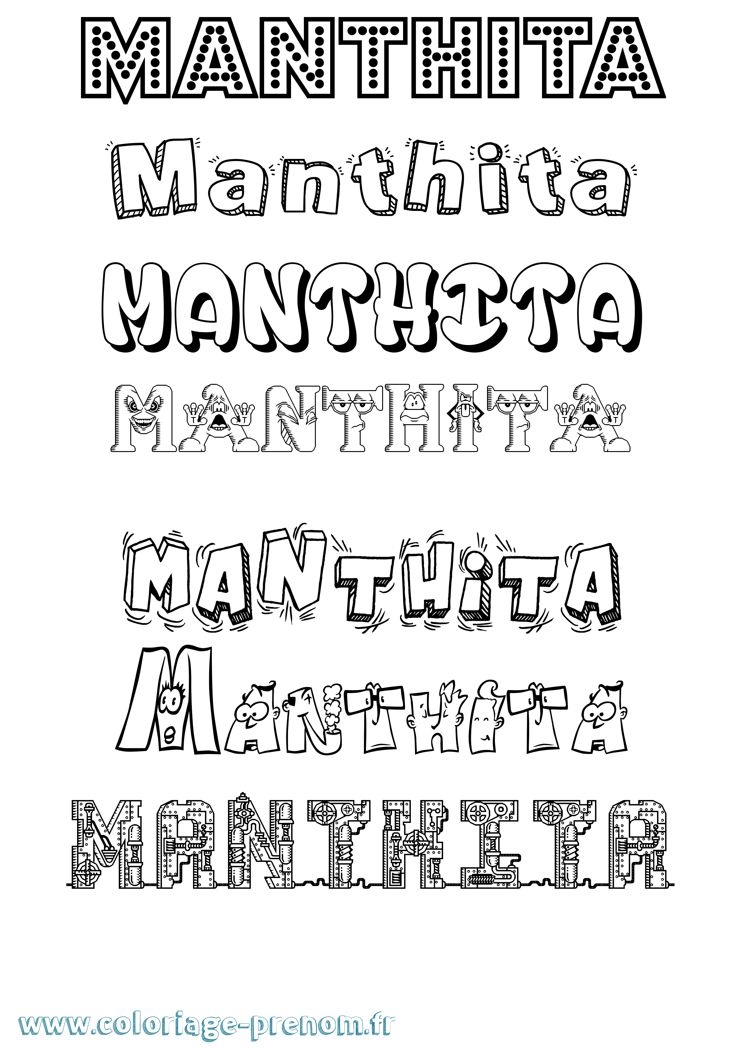 Coloriage prénom Manthita Fun