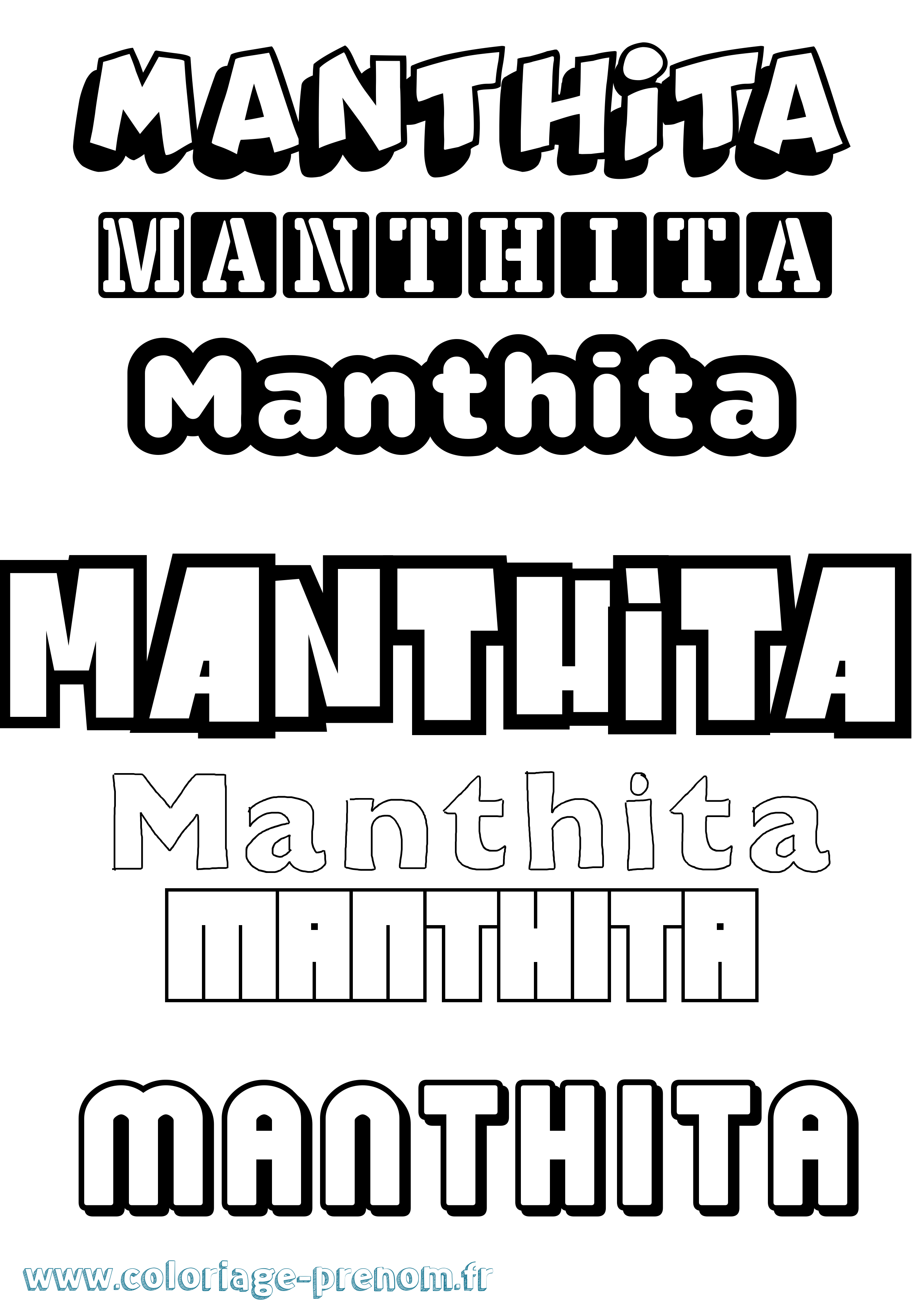 Coloriage prénom Manthita Simple