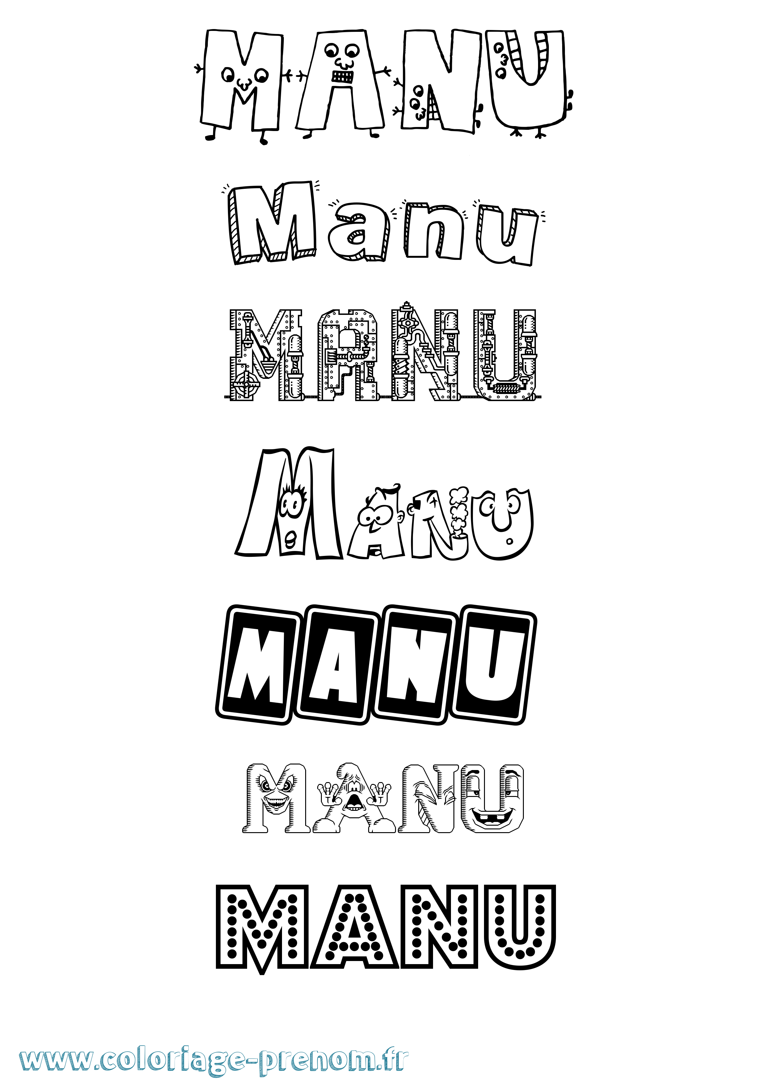 Coloriage prénom Manu Fun