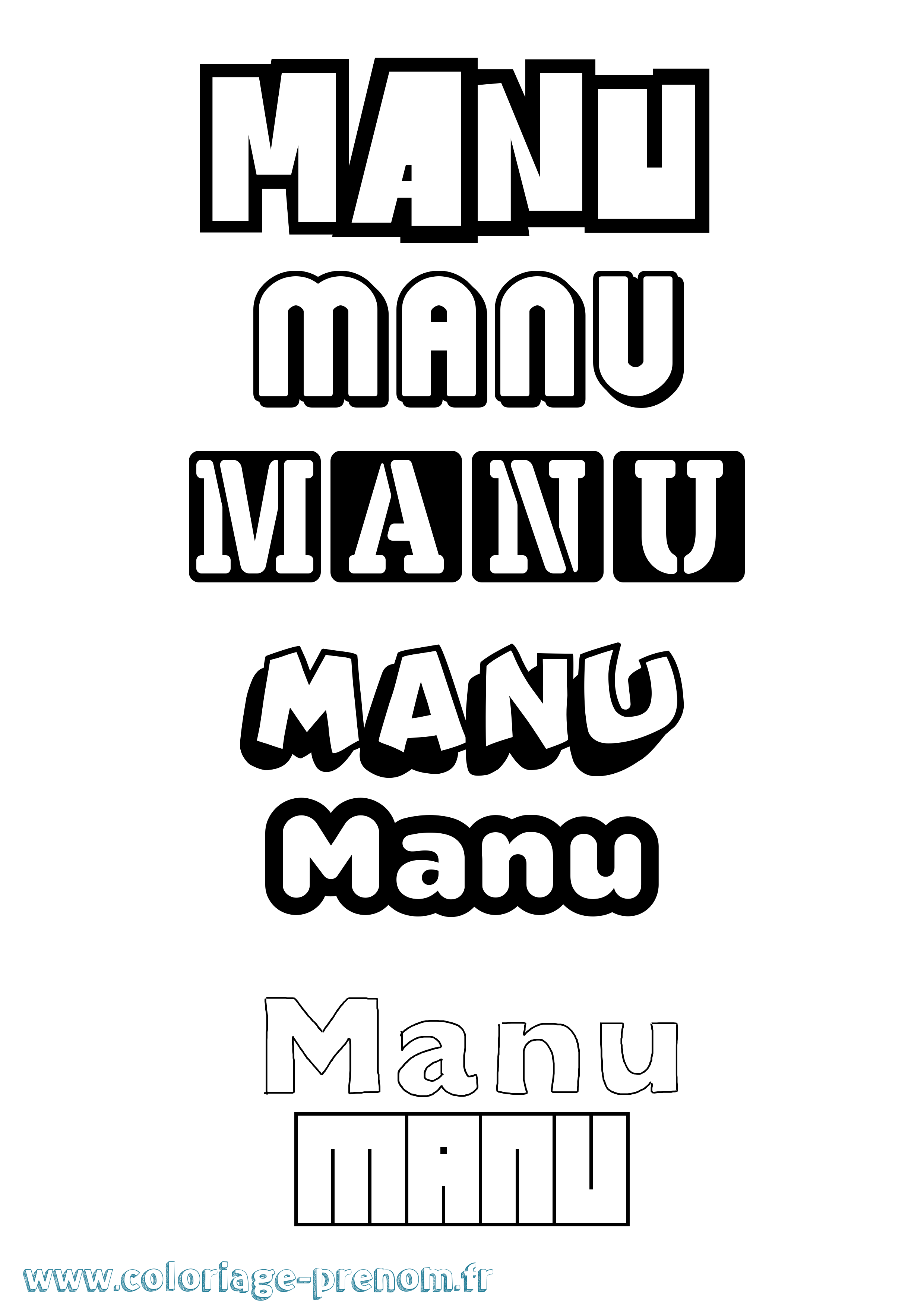 Coloriage prénom Manu Simple