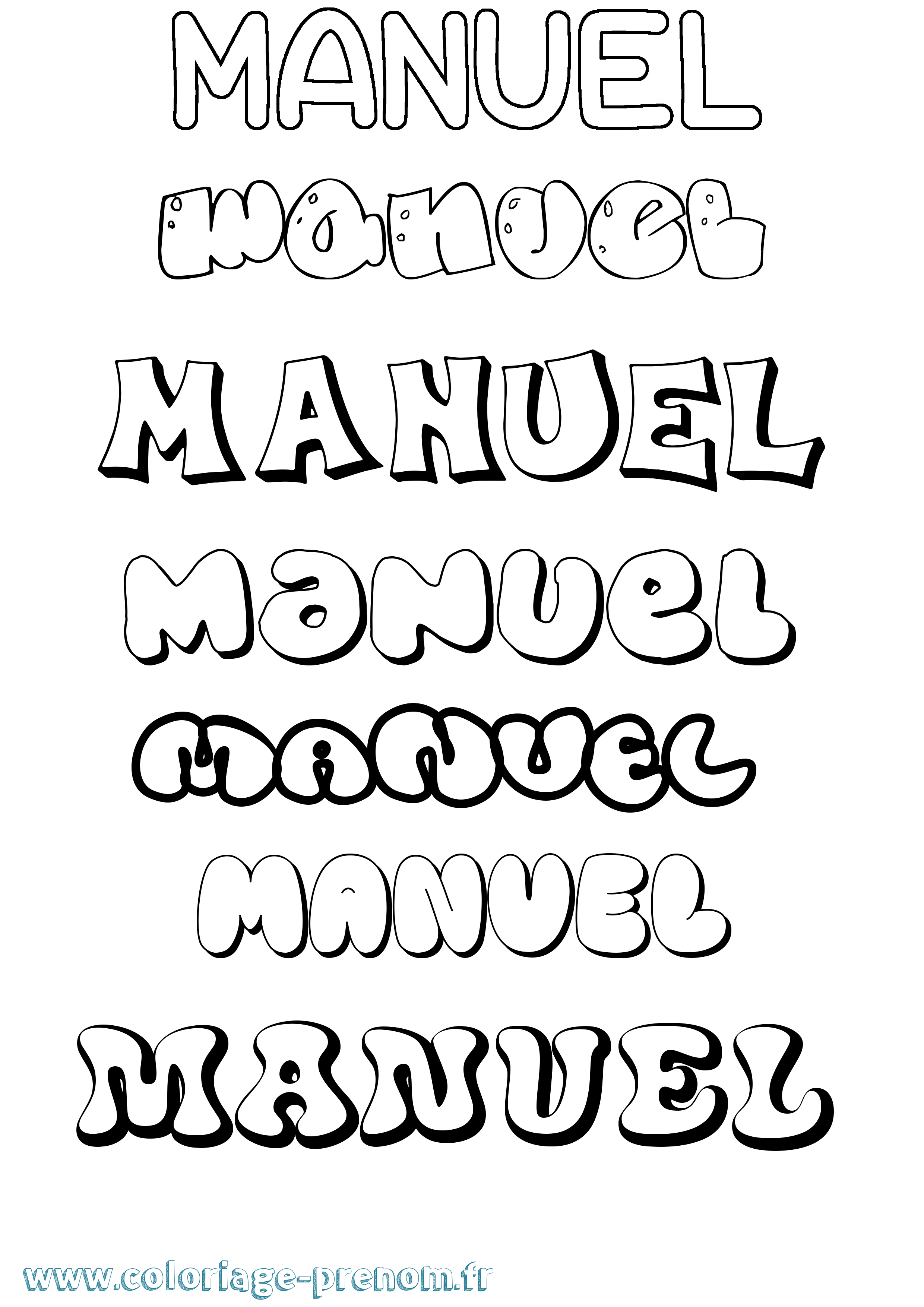 Coloriage prénom Manuel Bubble