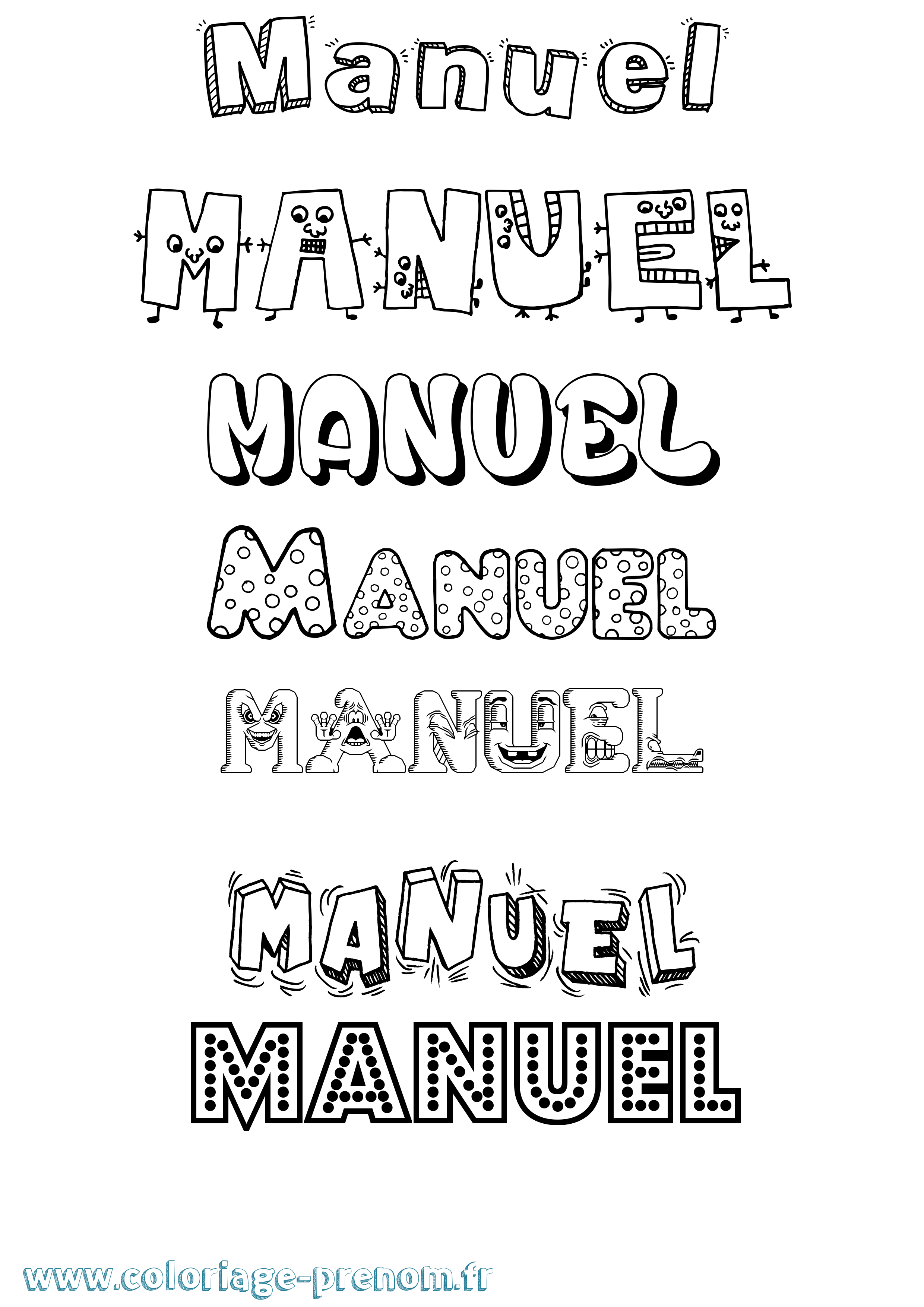 Coloriage prénom Manuel Fun
