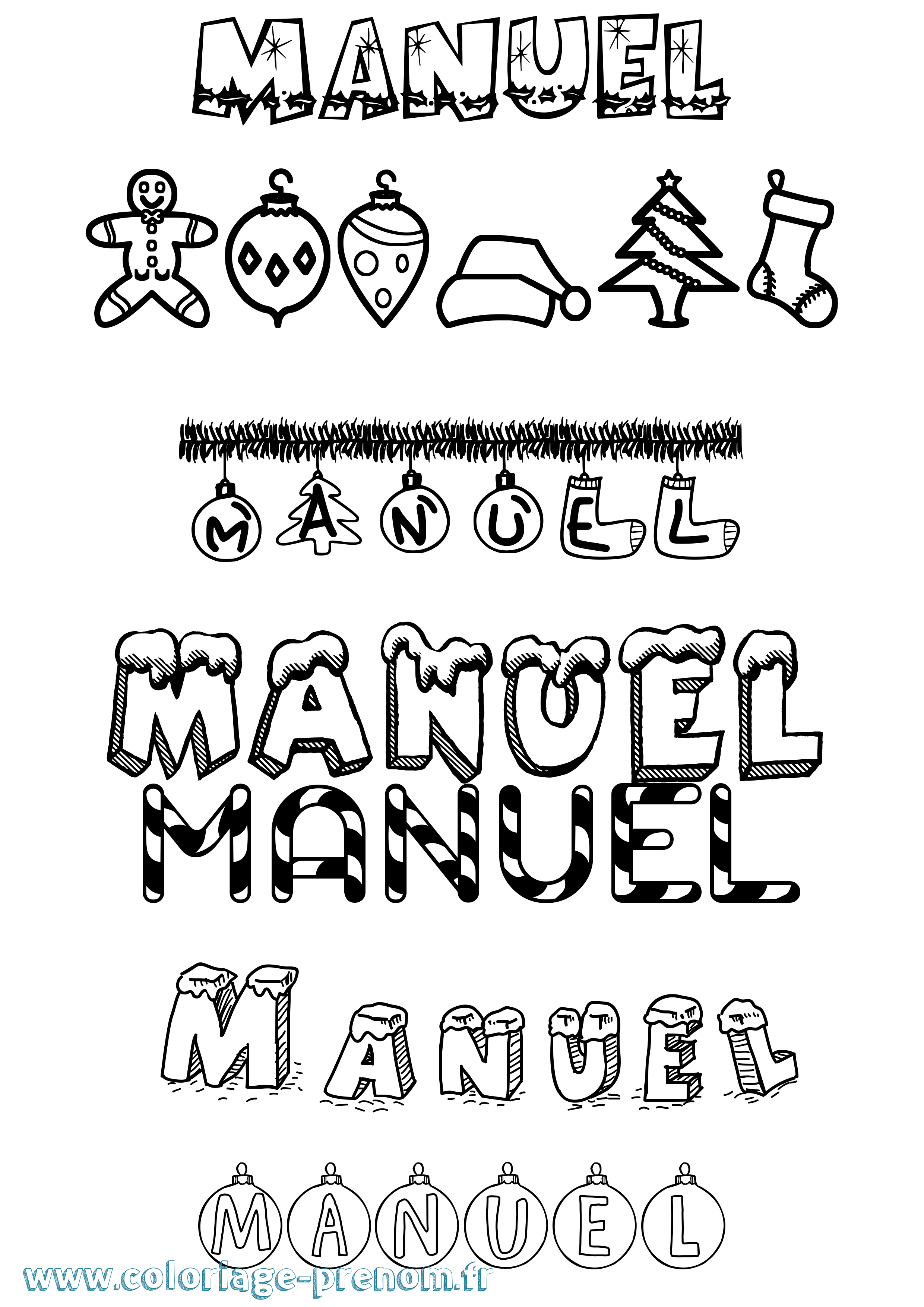 Coloriage prénom Manuel Noël