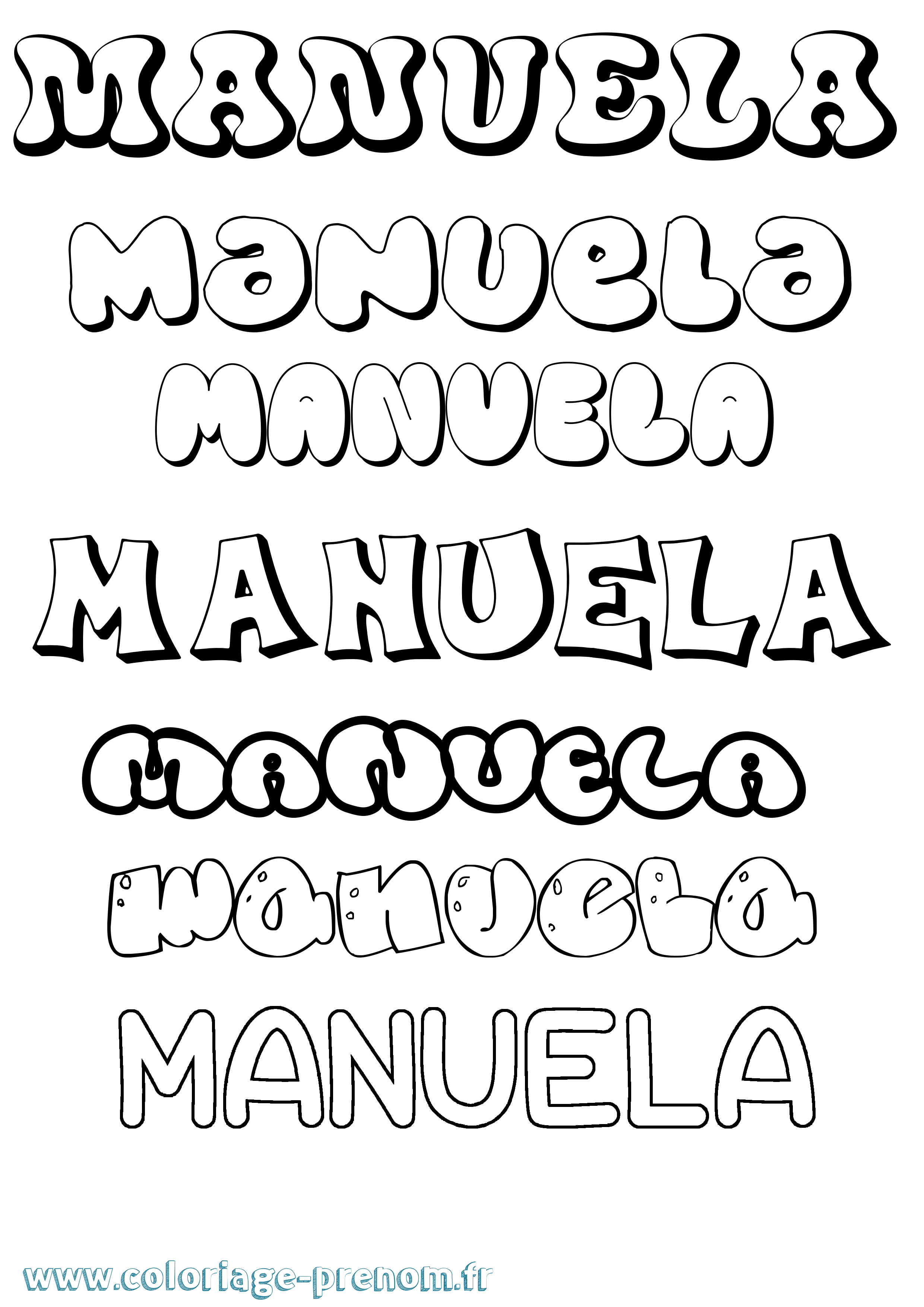 Coloriage Manuela Bubble Coloriage prénom Manuela Bubble