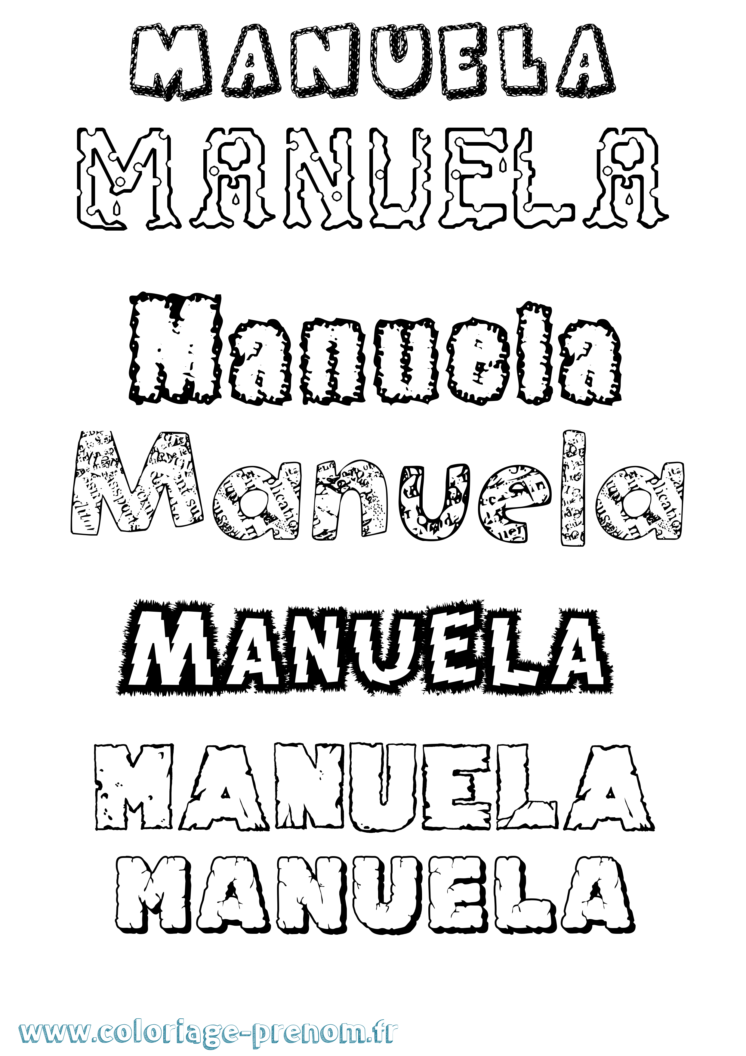 Coloriage Manuela Destructuré Coloriage prénom Manuela Destructuré