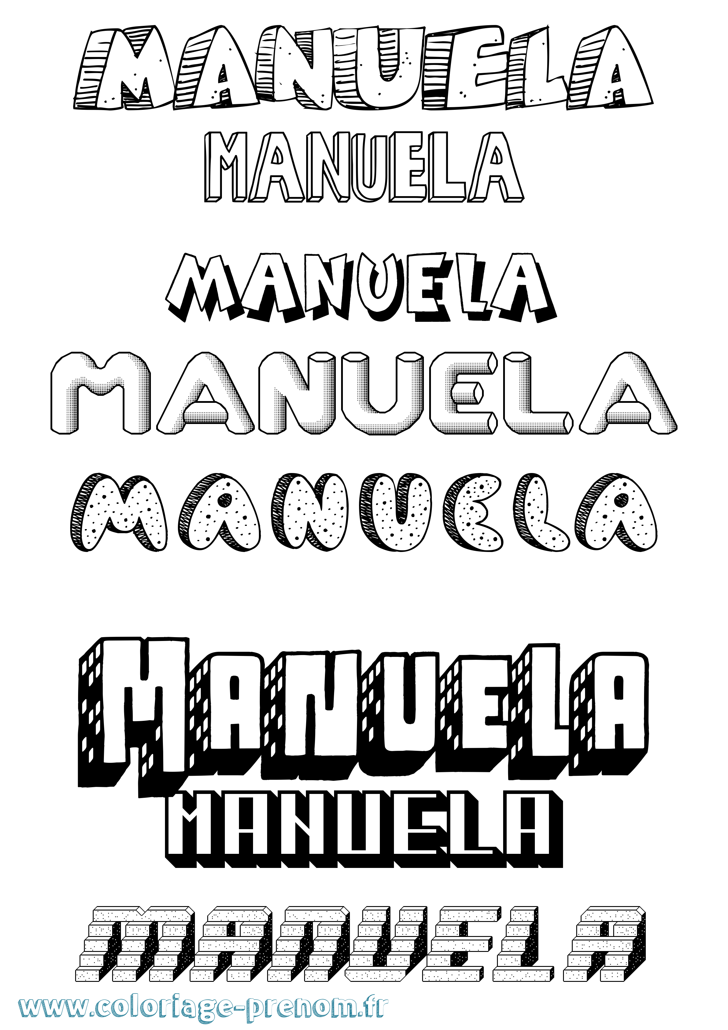 Coloriage Manuela Effet 3D Coloriage prénom Manuela Effet 3D