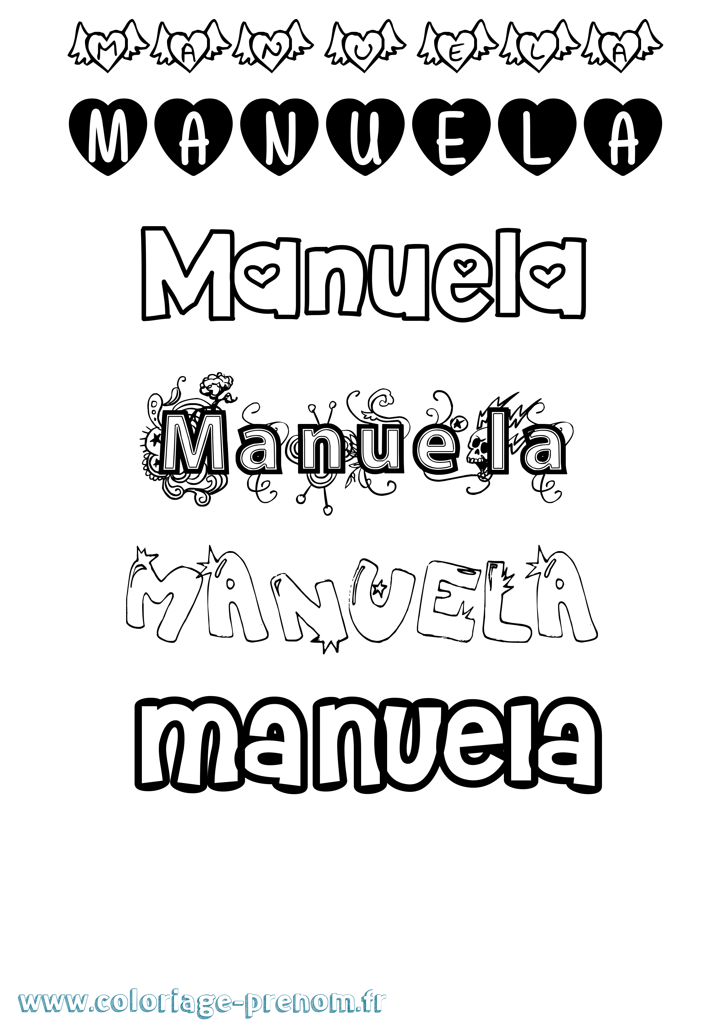 Coloriage Manuela Girly Coloriage prénom Manuela Girly