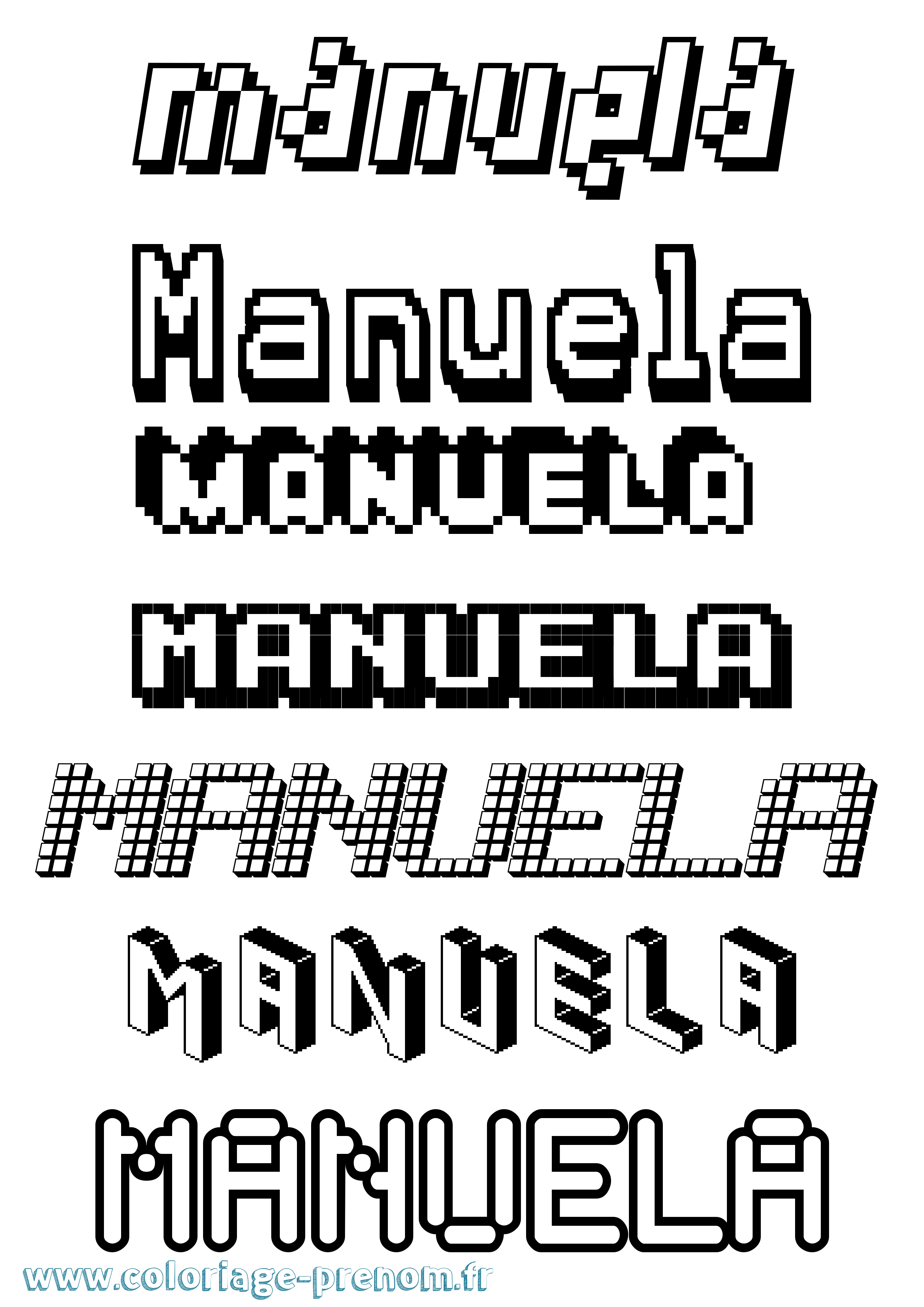 Coloriage Manuela Pixel Coloriage prénom Manuela Pixel