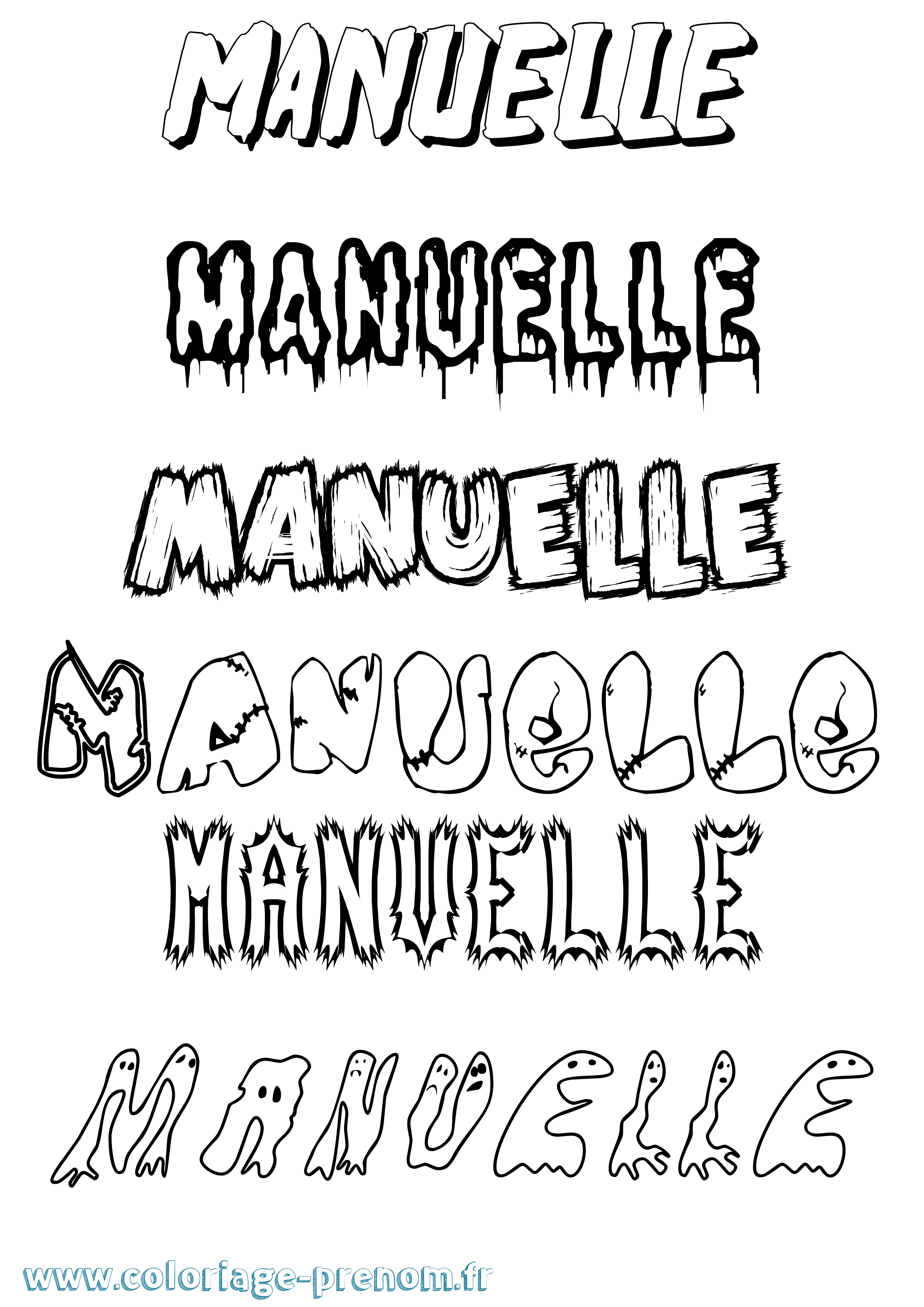 Coloriage prénom Manuelle Frisson