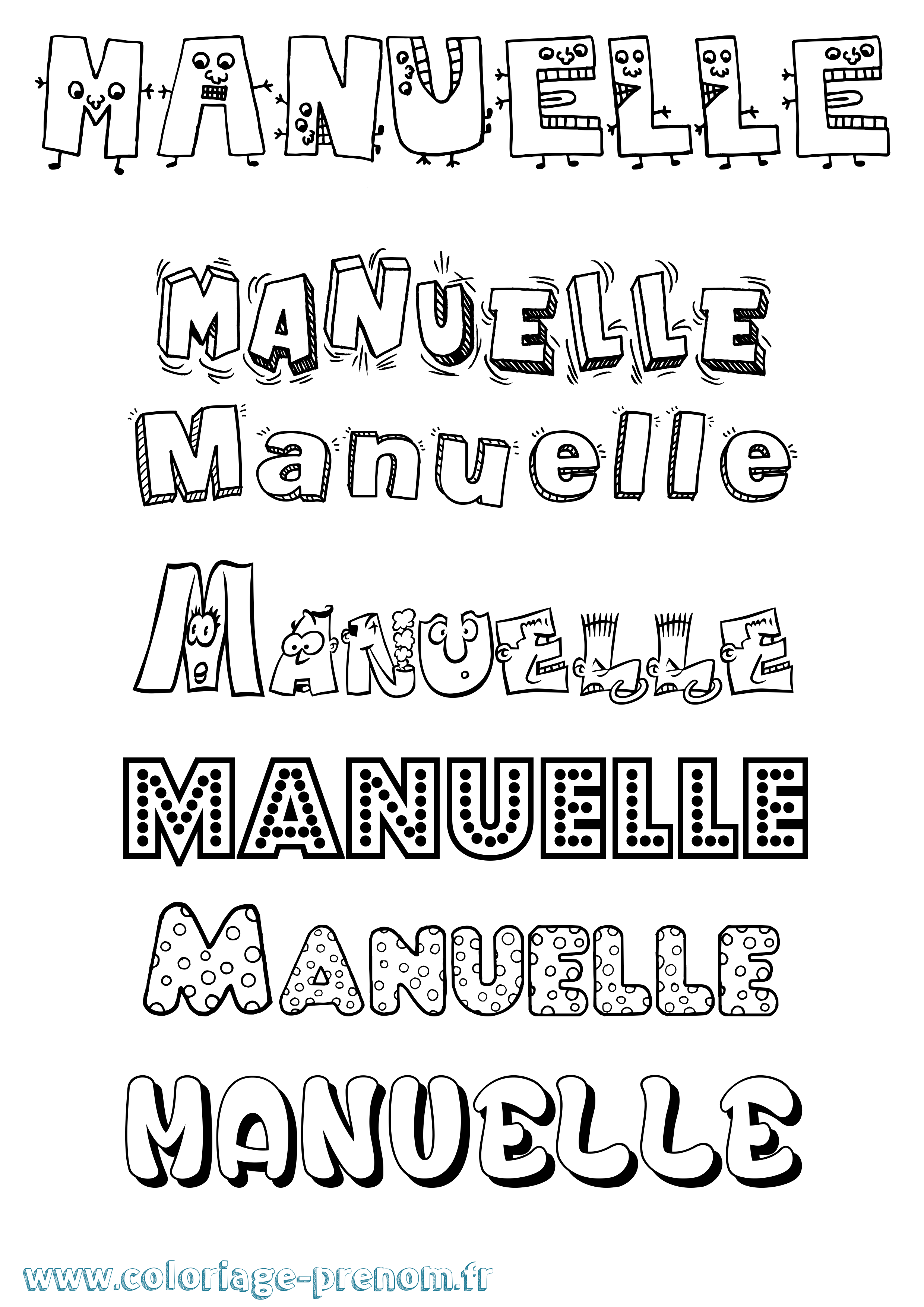 Coloriage prénom Manuelle Fun