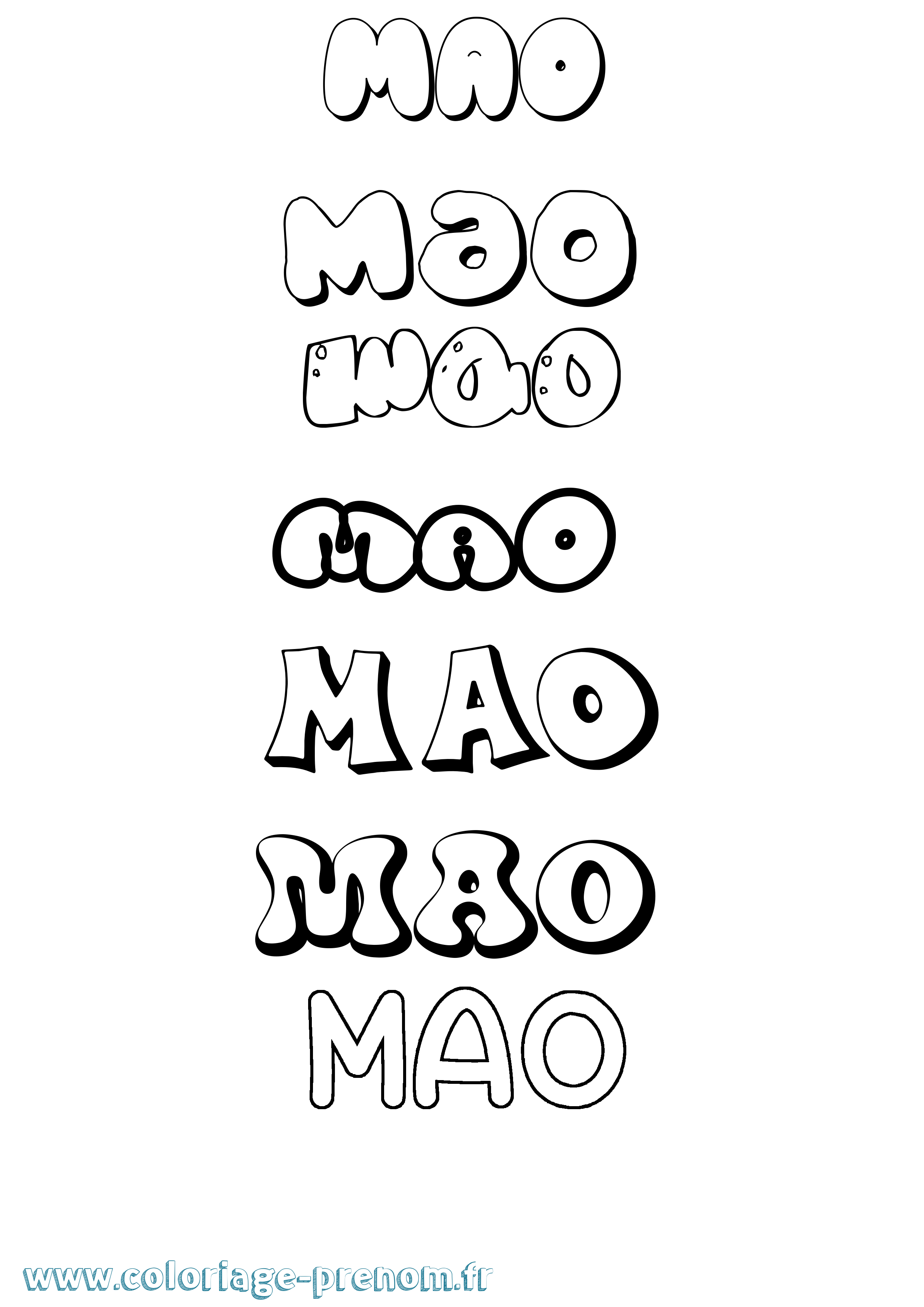 Coloriage prénom Mao Bubble