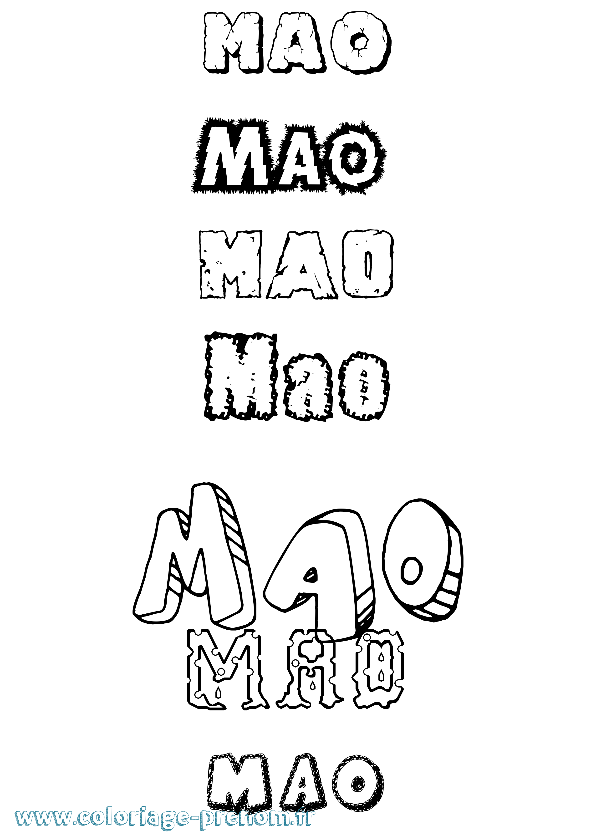 Coloriage prénom Mao Destructuré