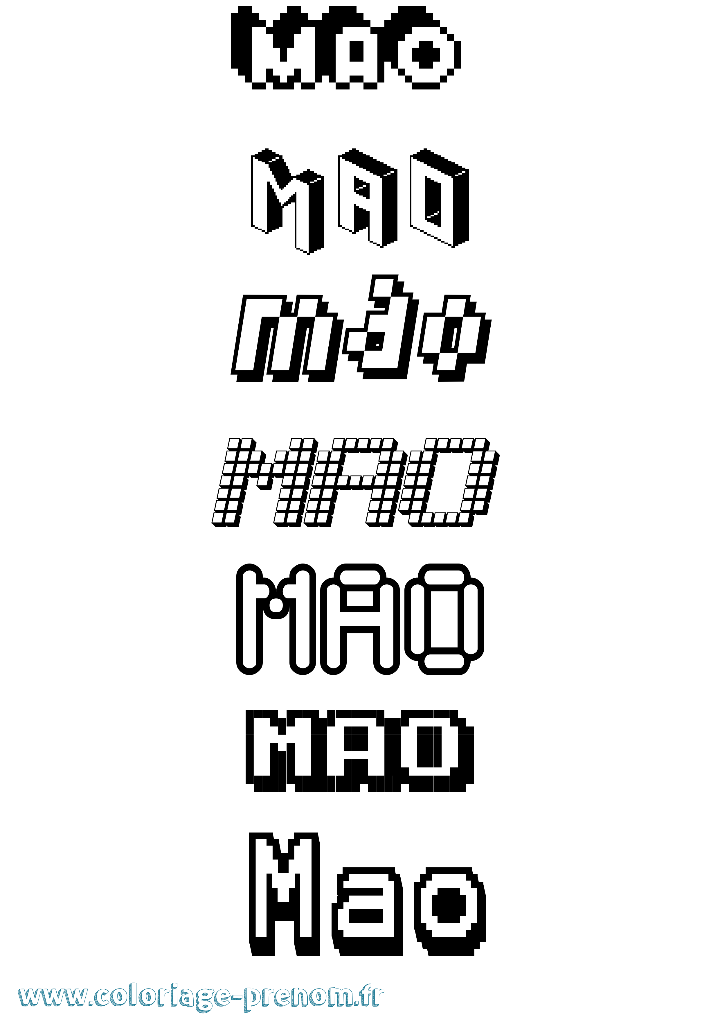 Coloriage prénom Mao Pixel