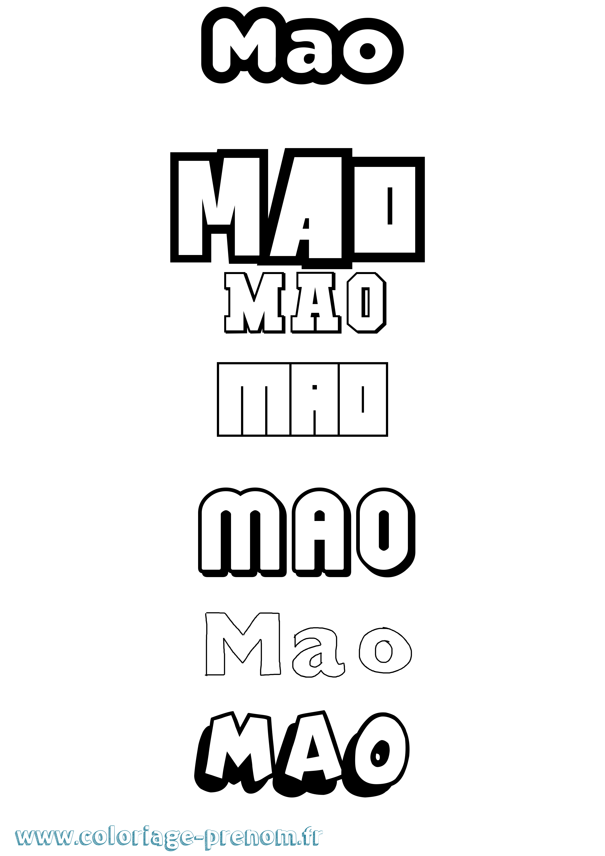 Coloriage prénom Mao Simple