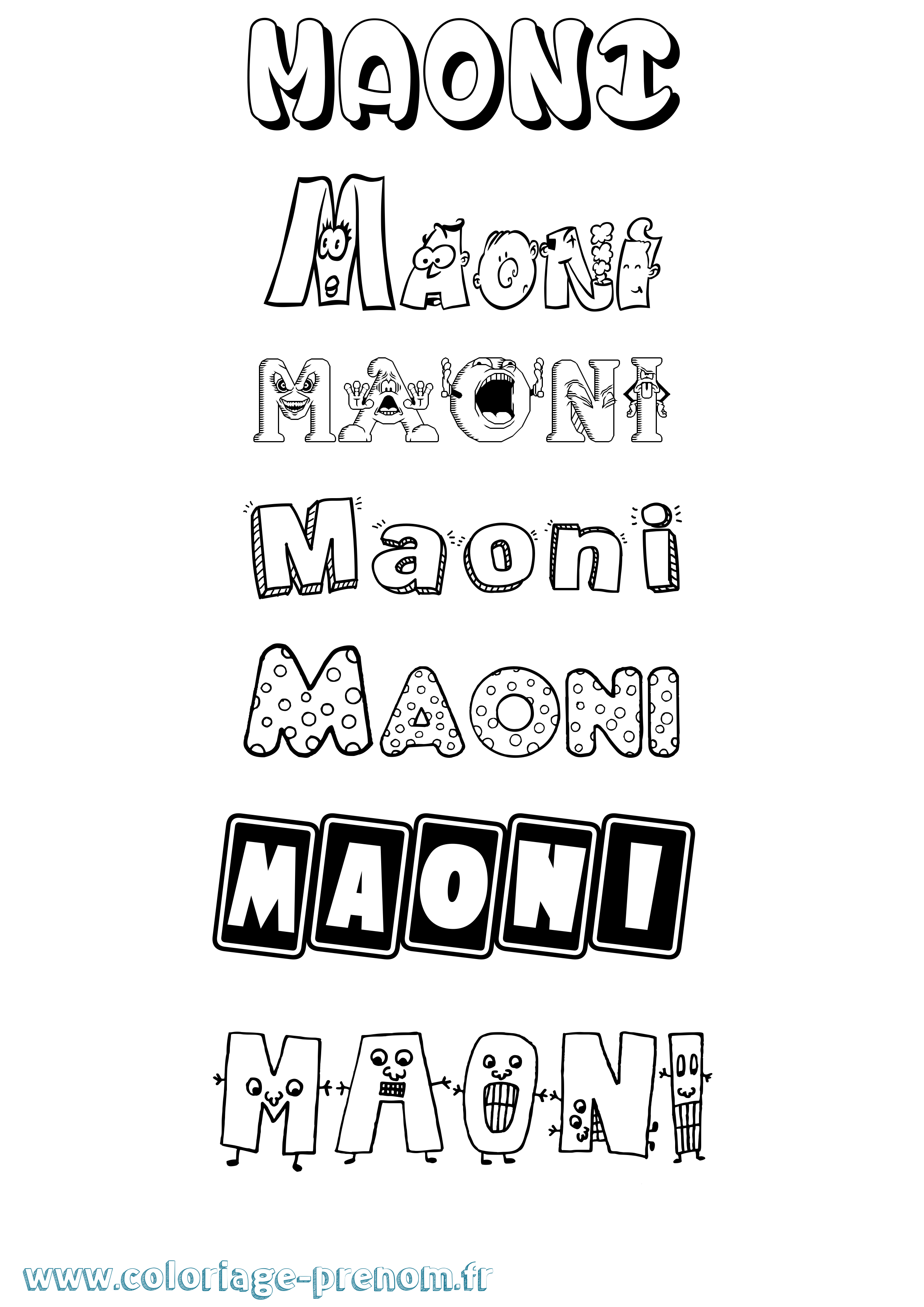 Coloriage prénom Maoni Fun
