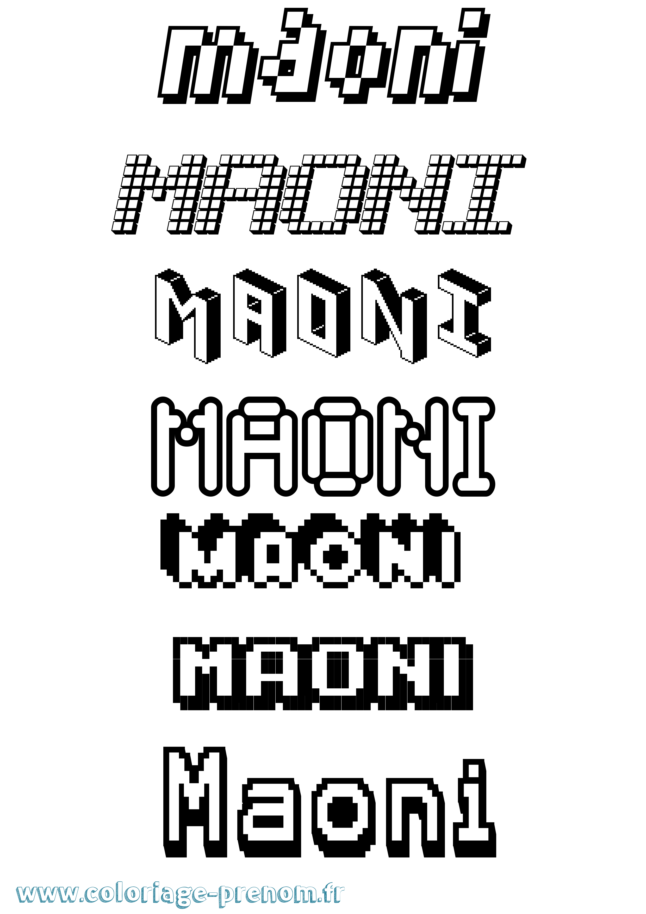 Coloriage prénom Maoni Pixel