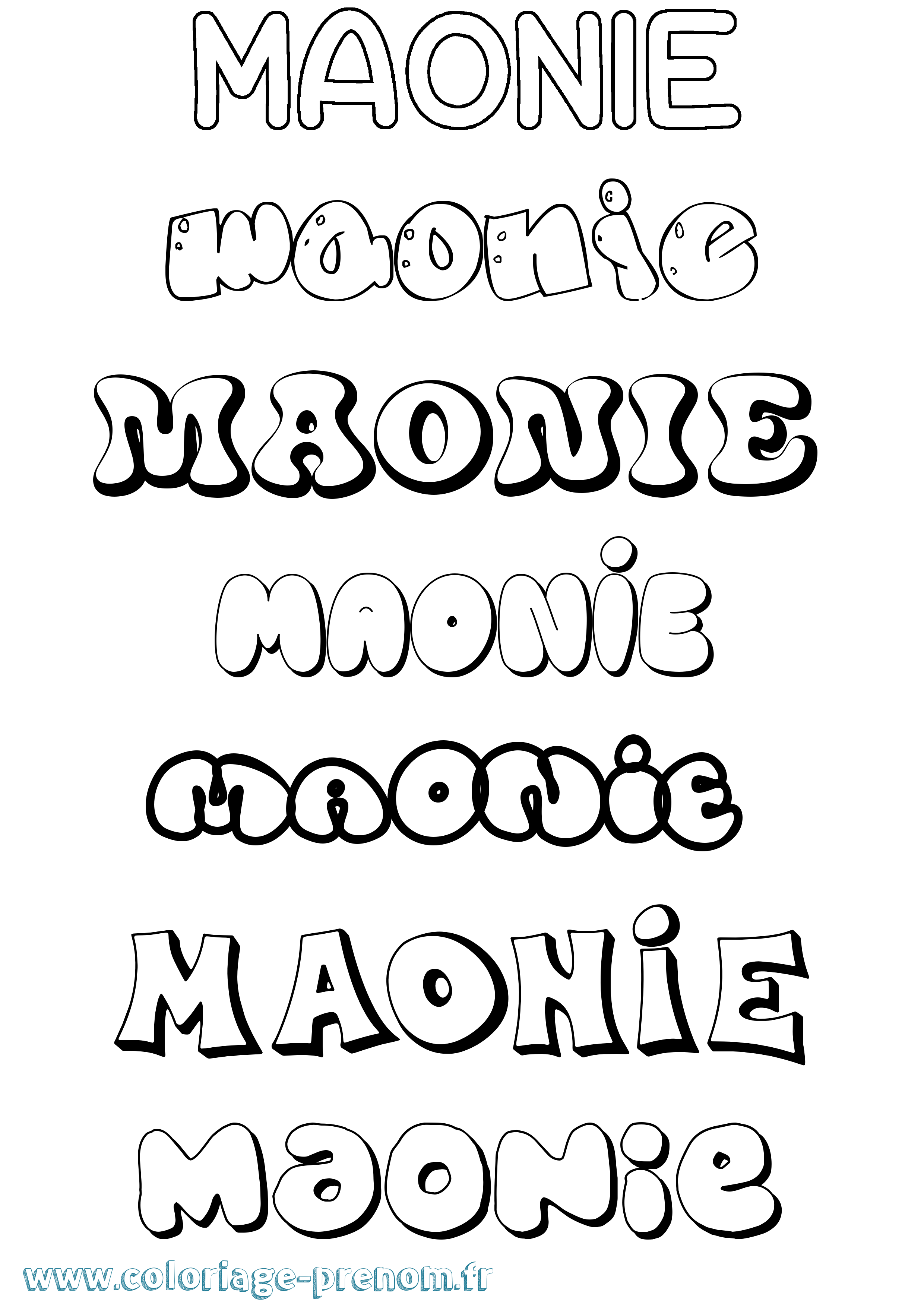 Coloriage prénom Maonie Bubble