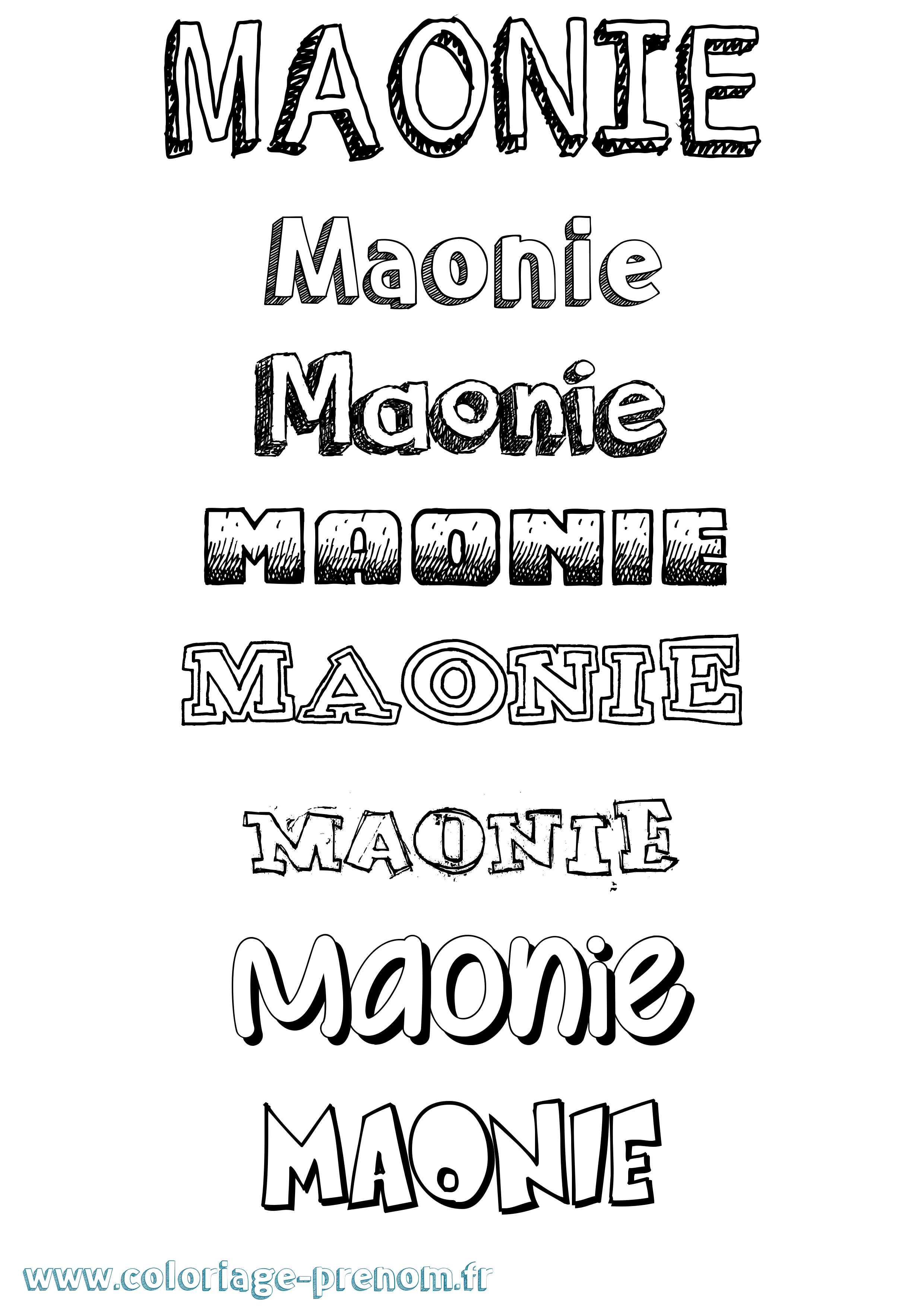 Coloriage prénom Maonie Dessiné
