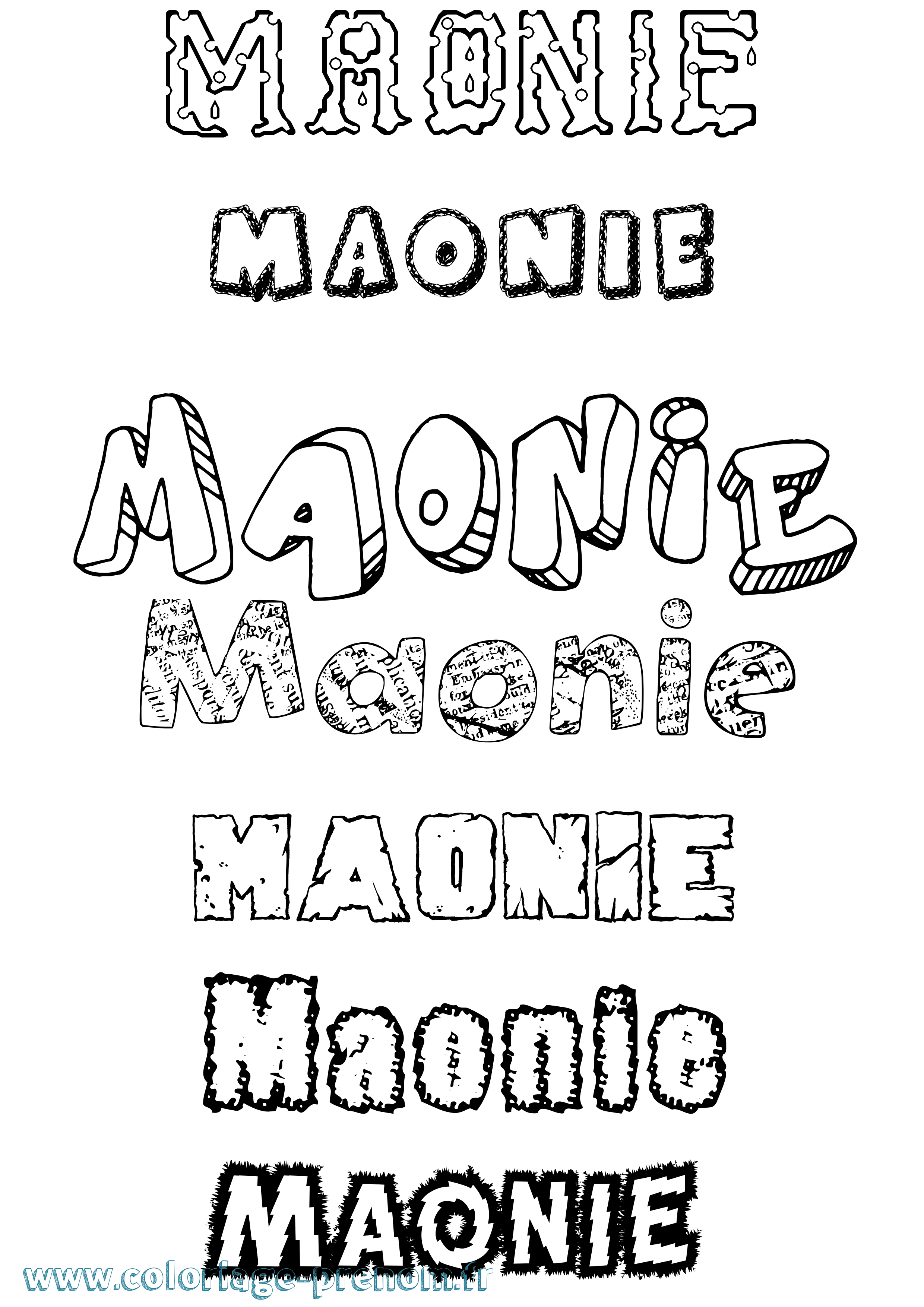 Coloriage prénom Maonie Destructuré