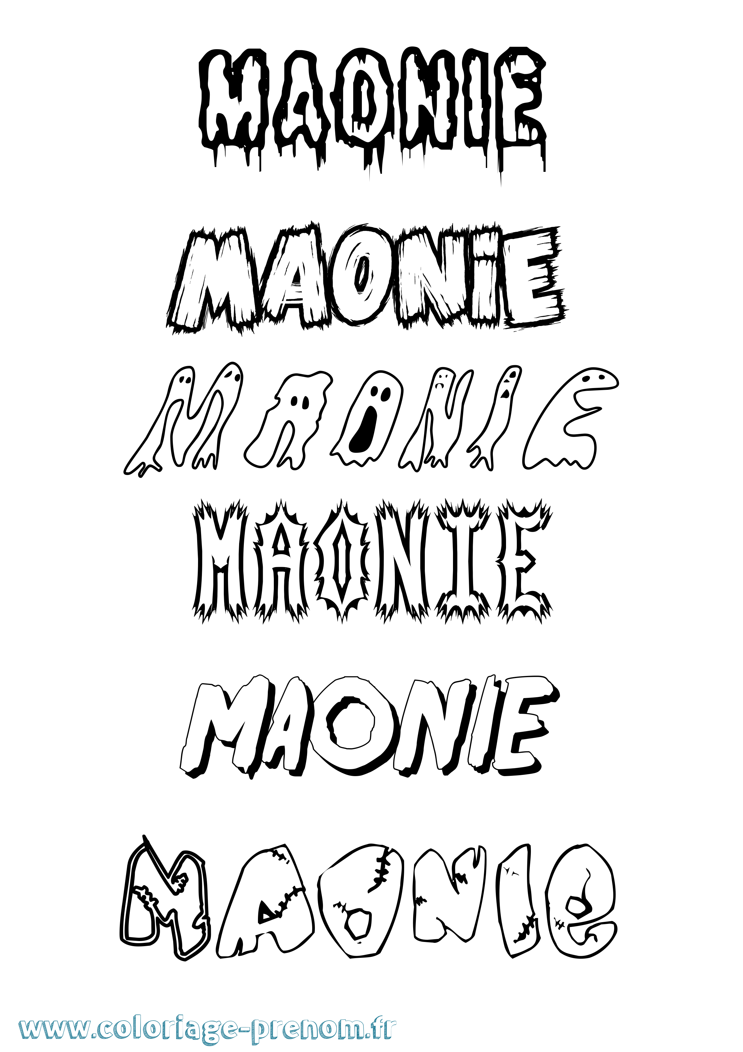 Coloriage prénom Maonie Frisson