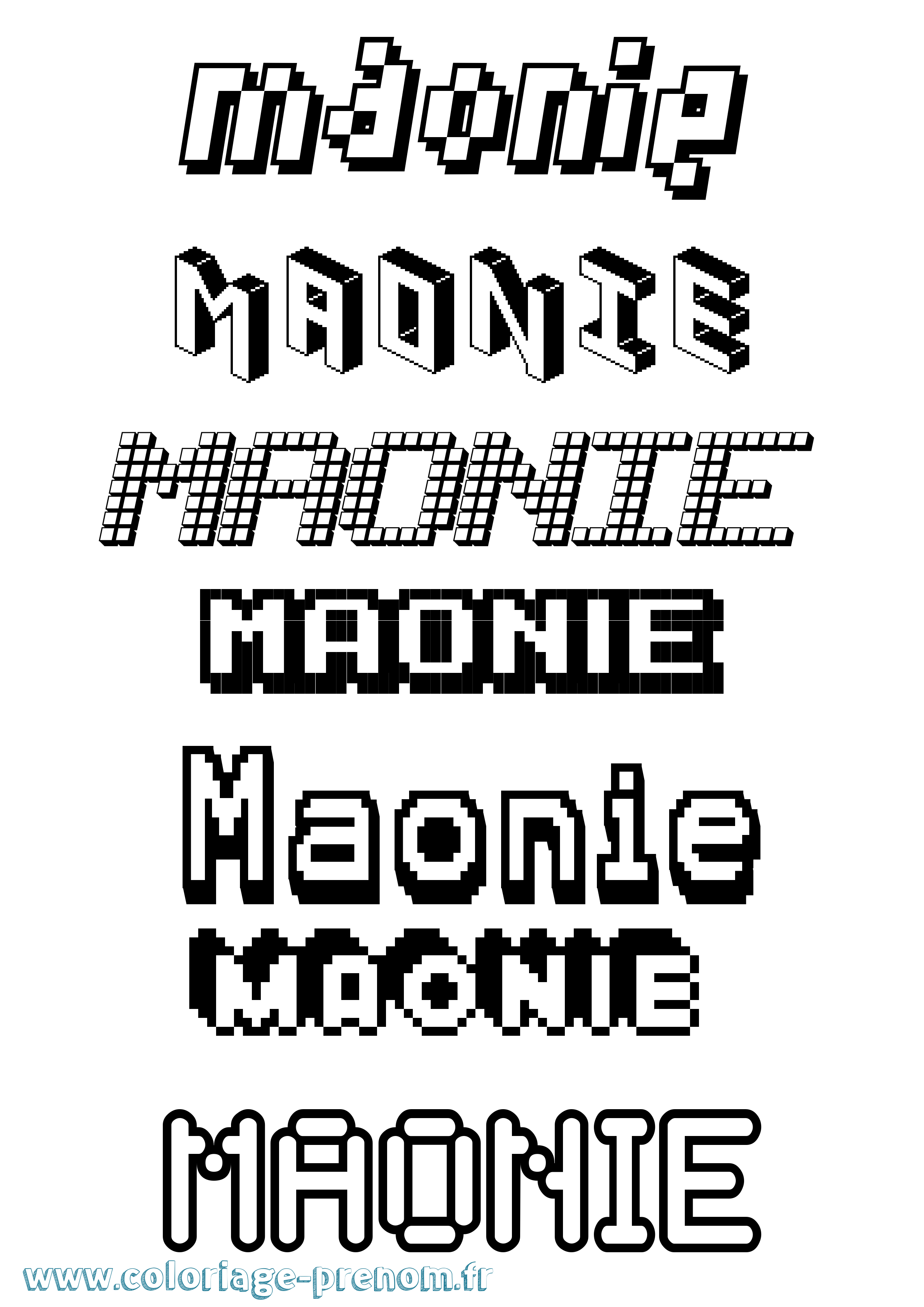 Coloriage prénom Maonie Pixel