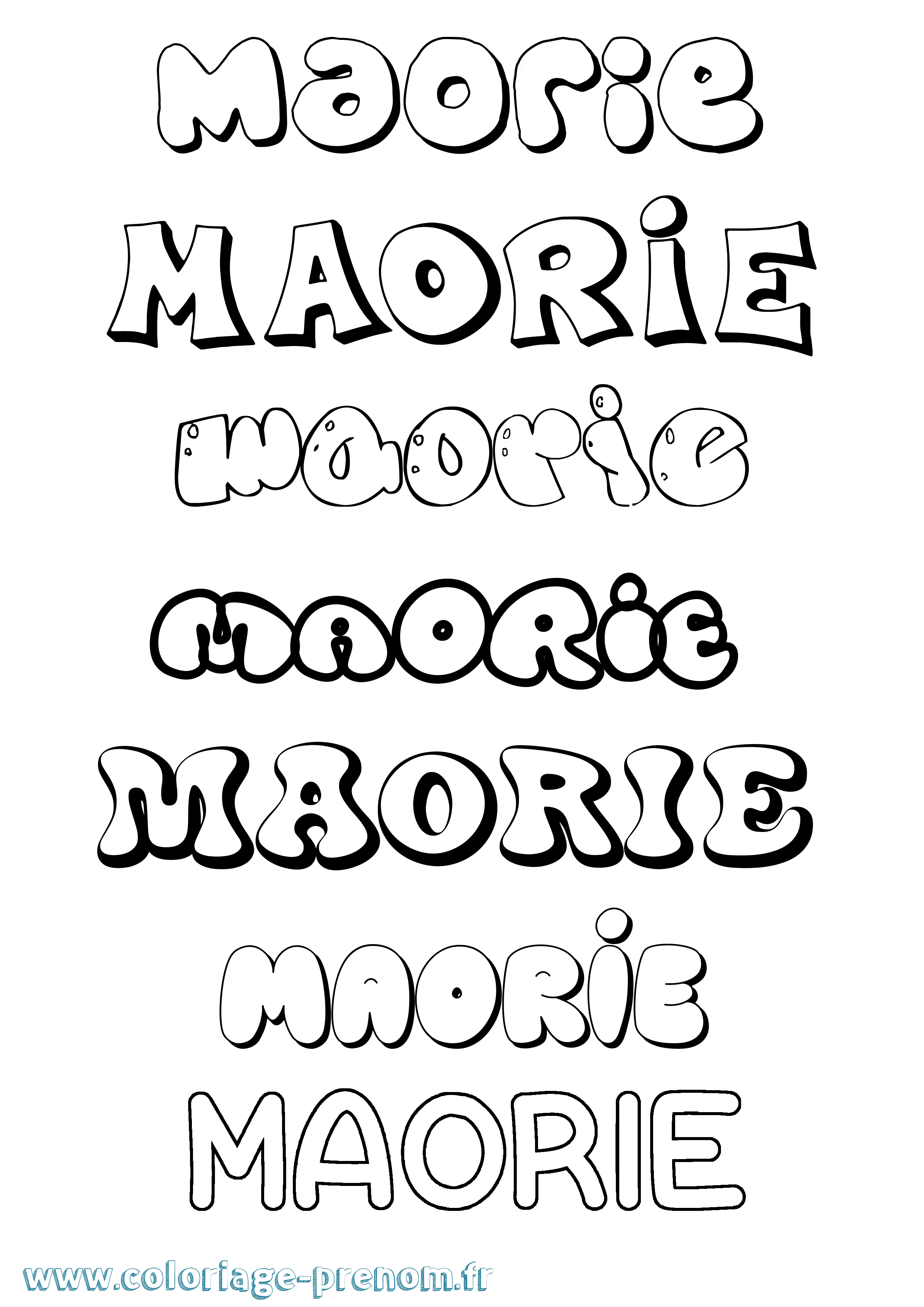 Coloriage prénom Maorie Bubble