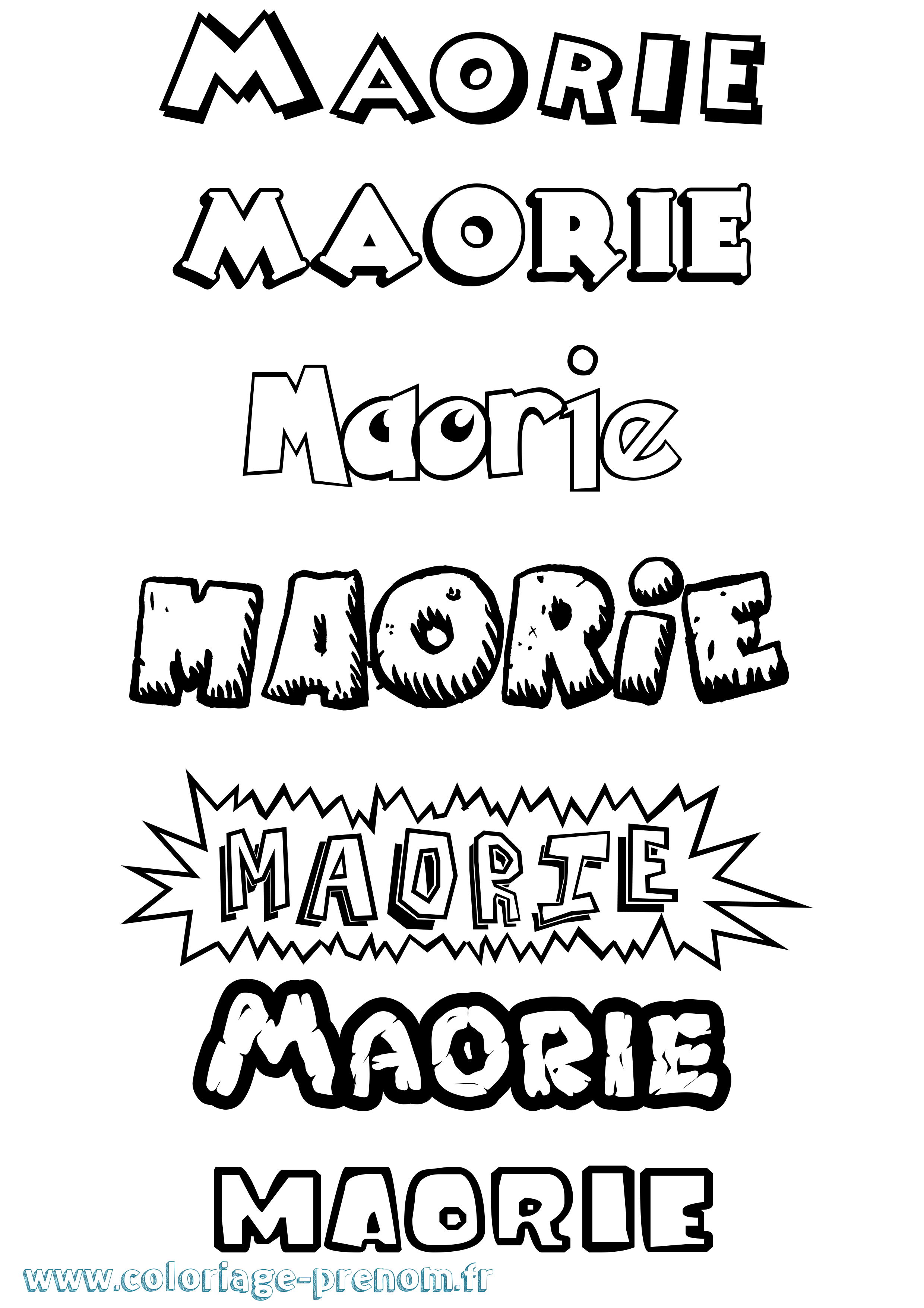 Coloriage prénom Maorie Dessin Animé
