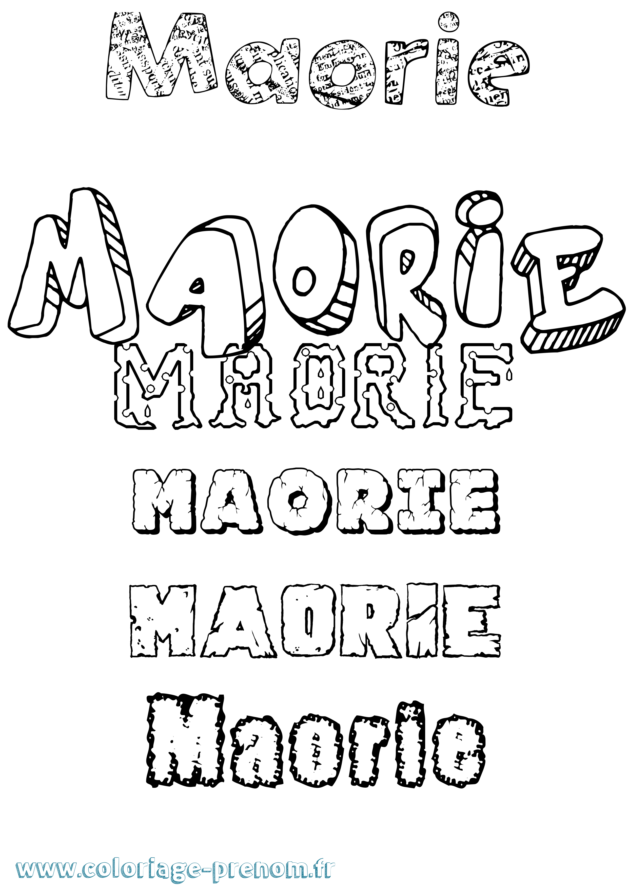 Coloriage prénom Maorie Destructuré