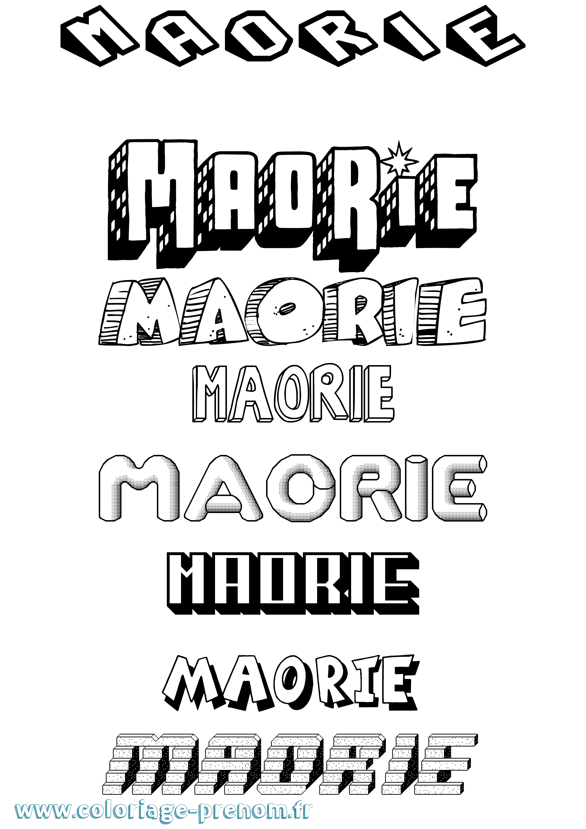 Coloriage prénom Maorie Effet 3D