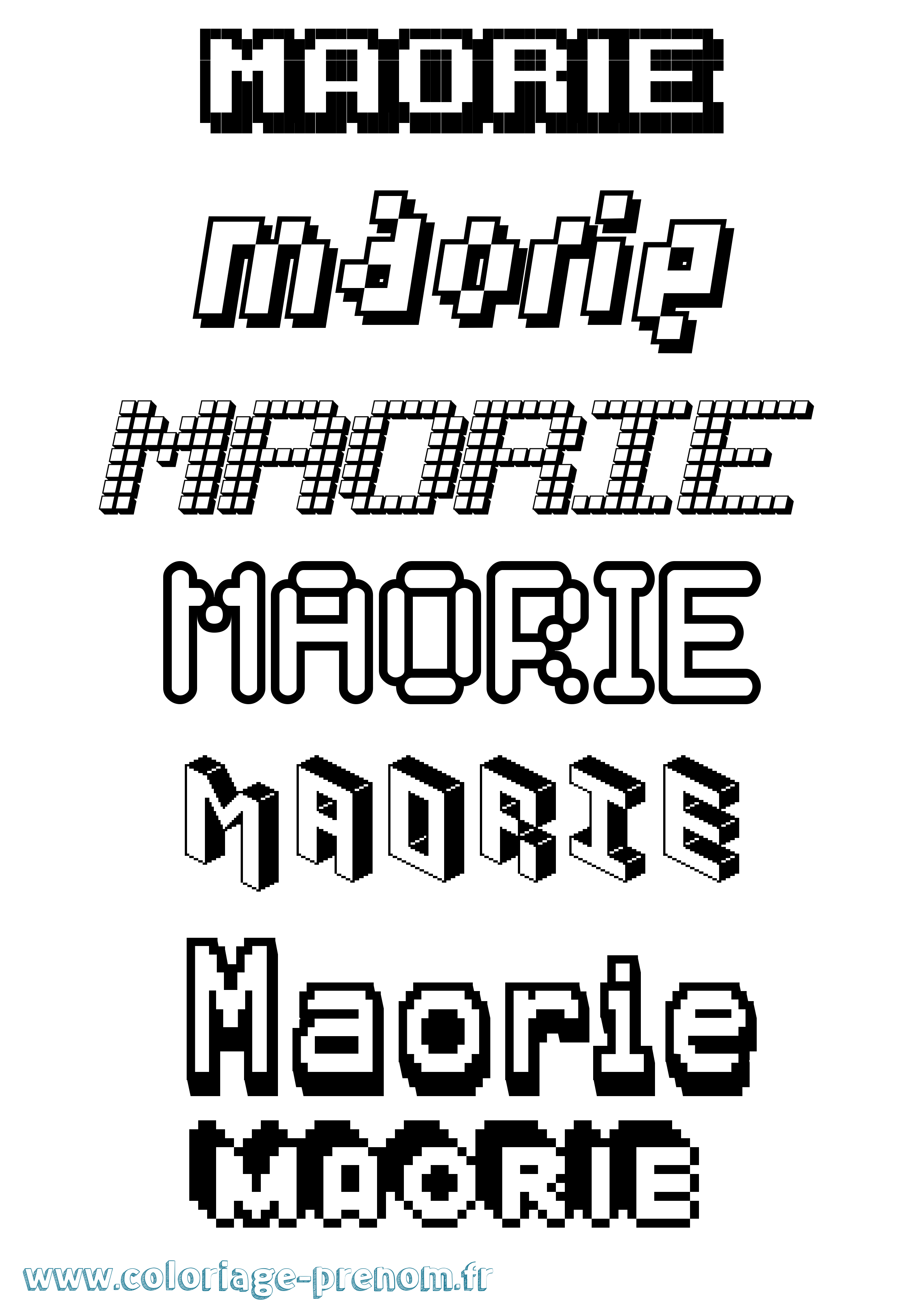 Coloriage prénom Maorie Pixel