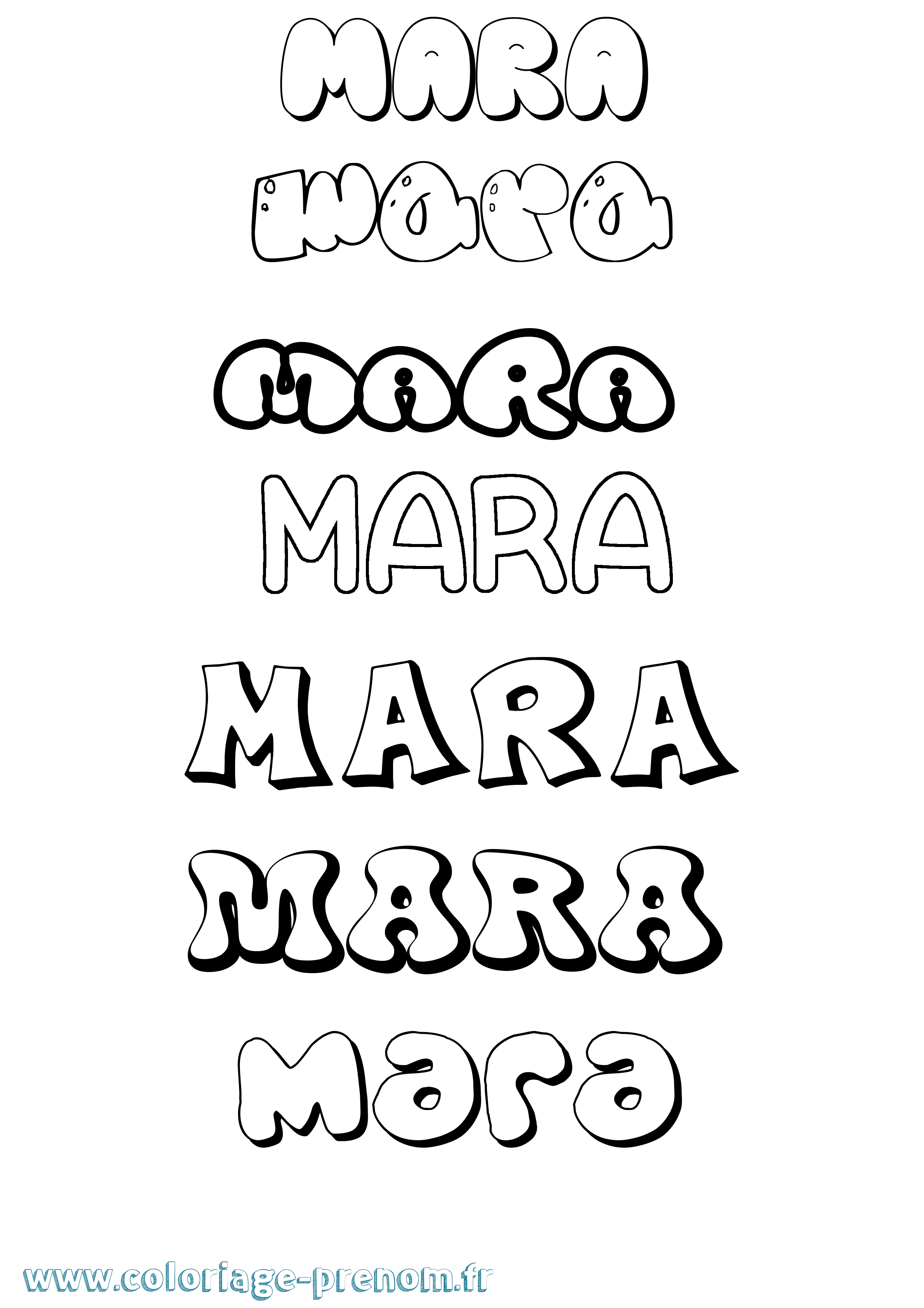 Coloriage prénom Mara Bubble