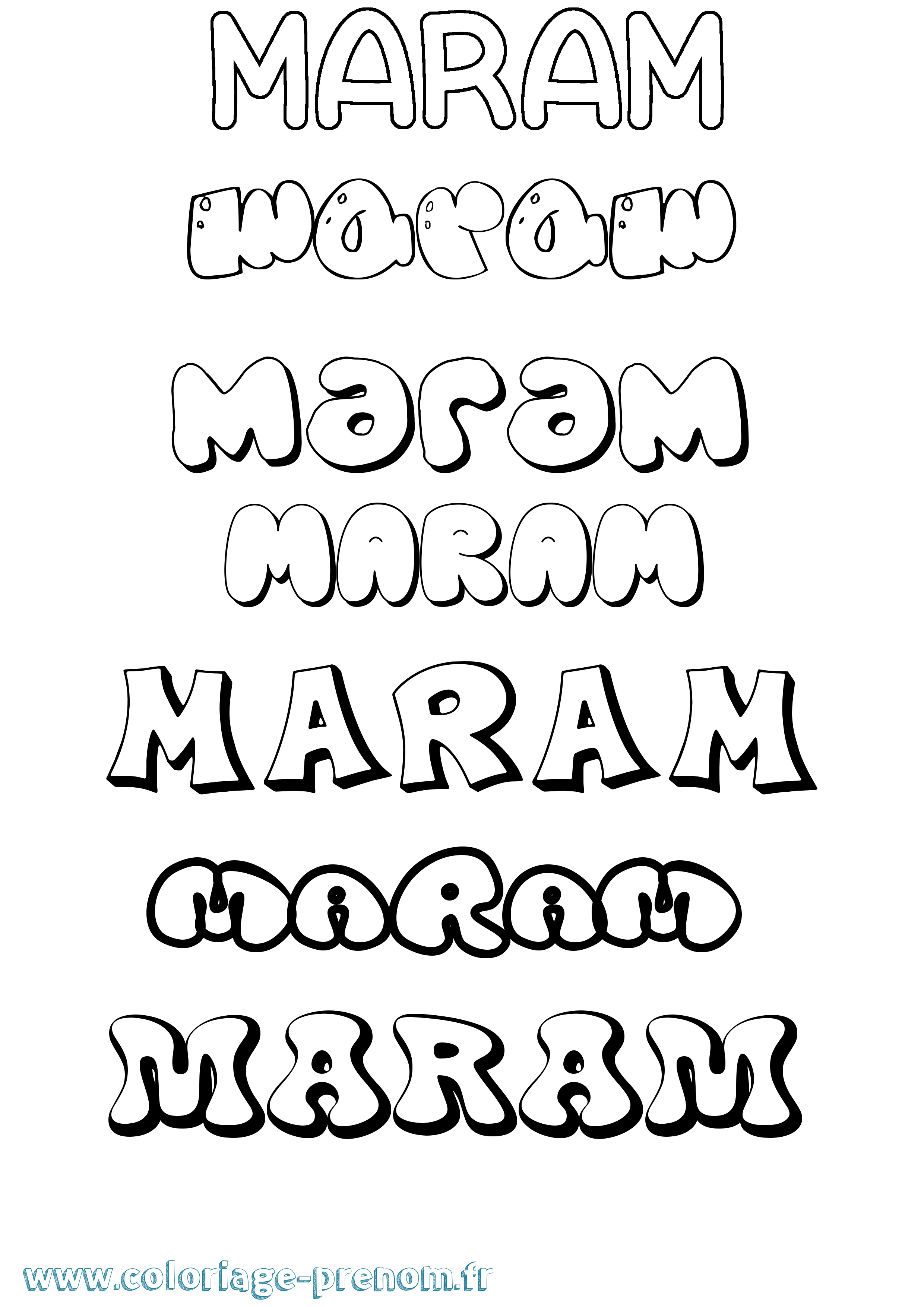 Coloriage prénom Maram Bubble