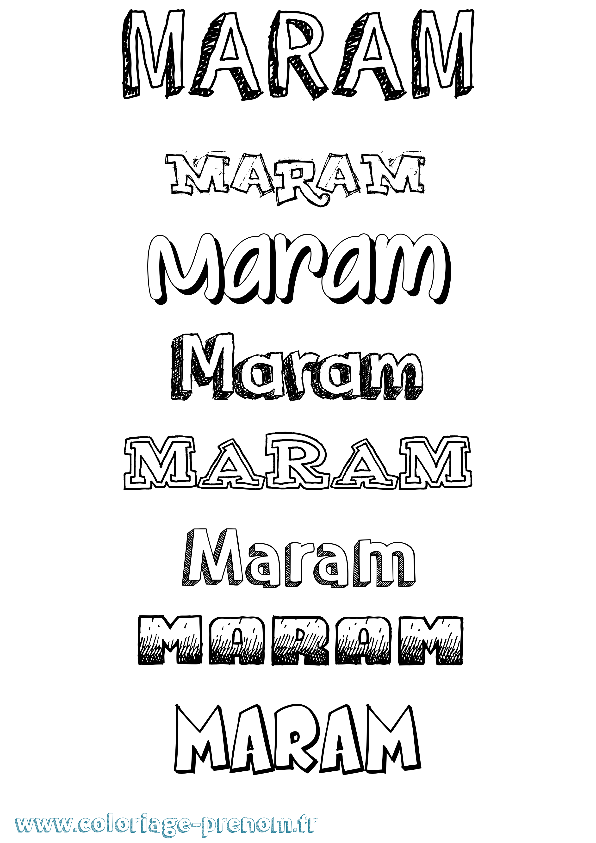 Coloriage prénom Maram Dessiné
