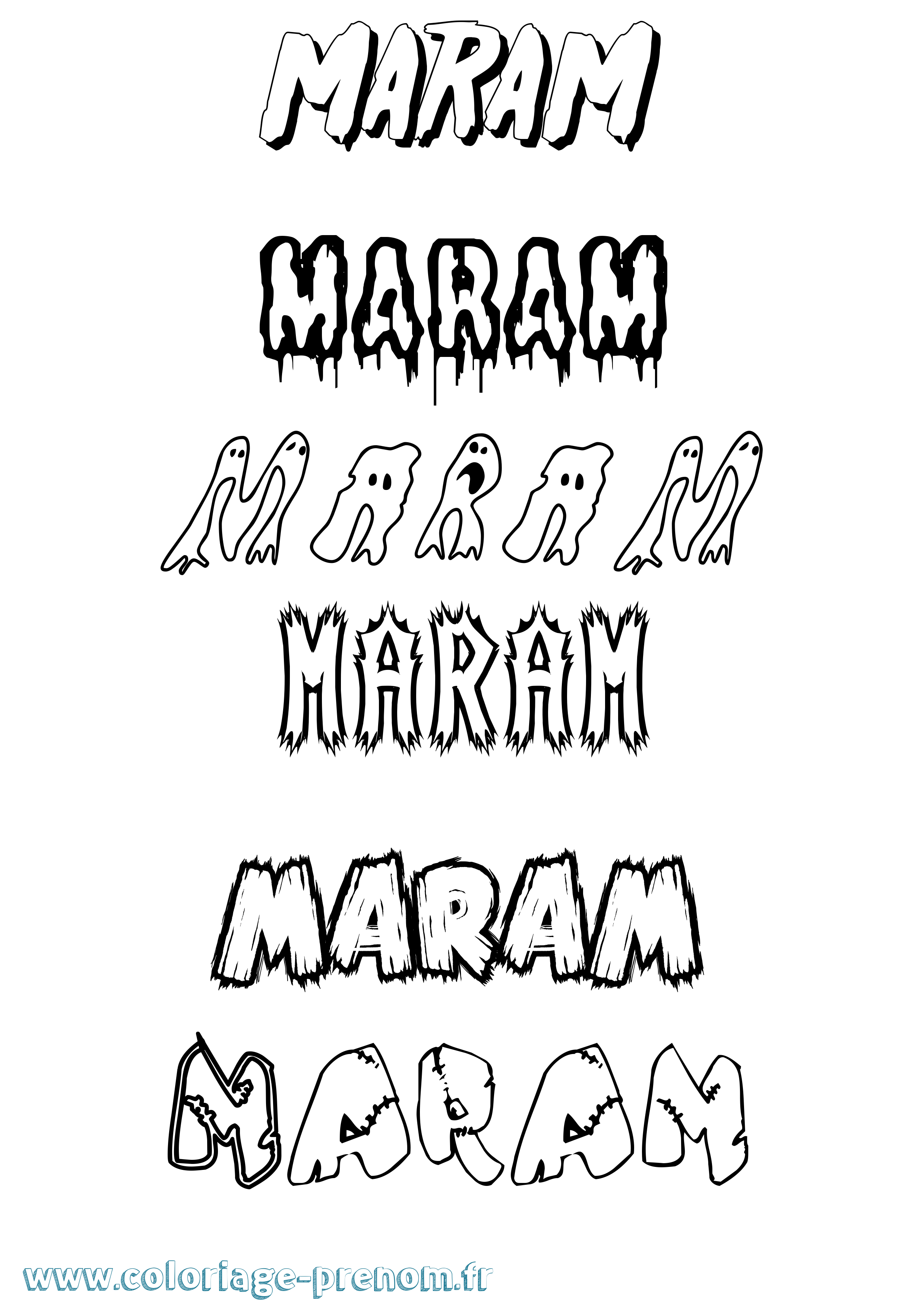 Coloriage prénom Maram Frisson