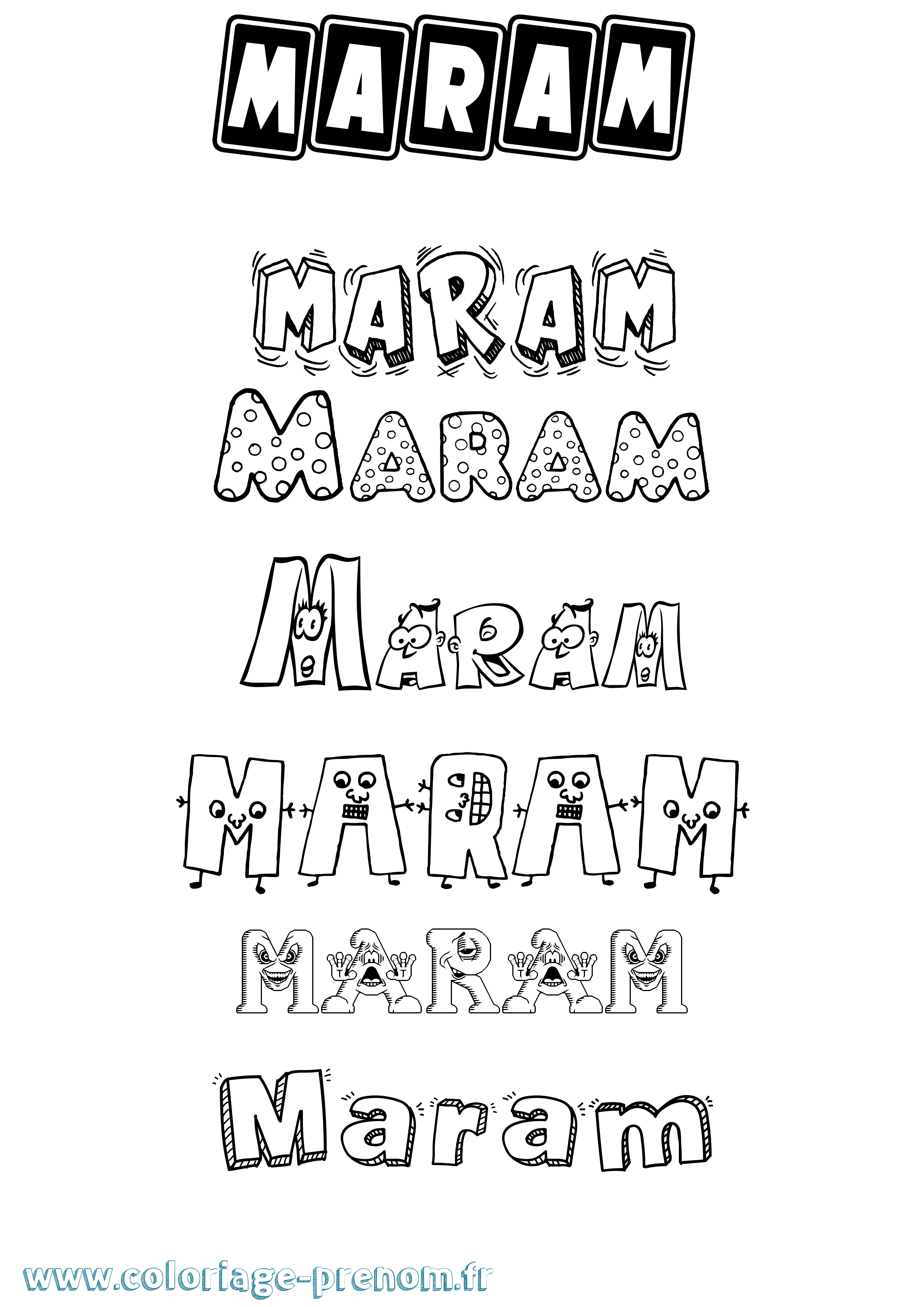Coloriage prénom Maram Fun