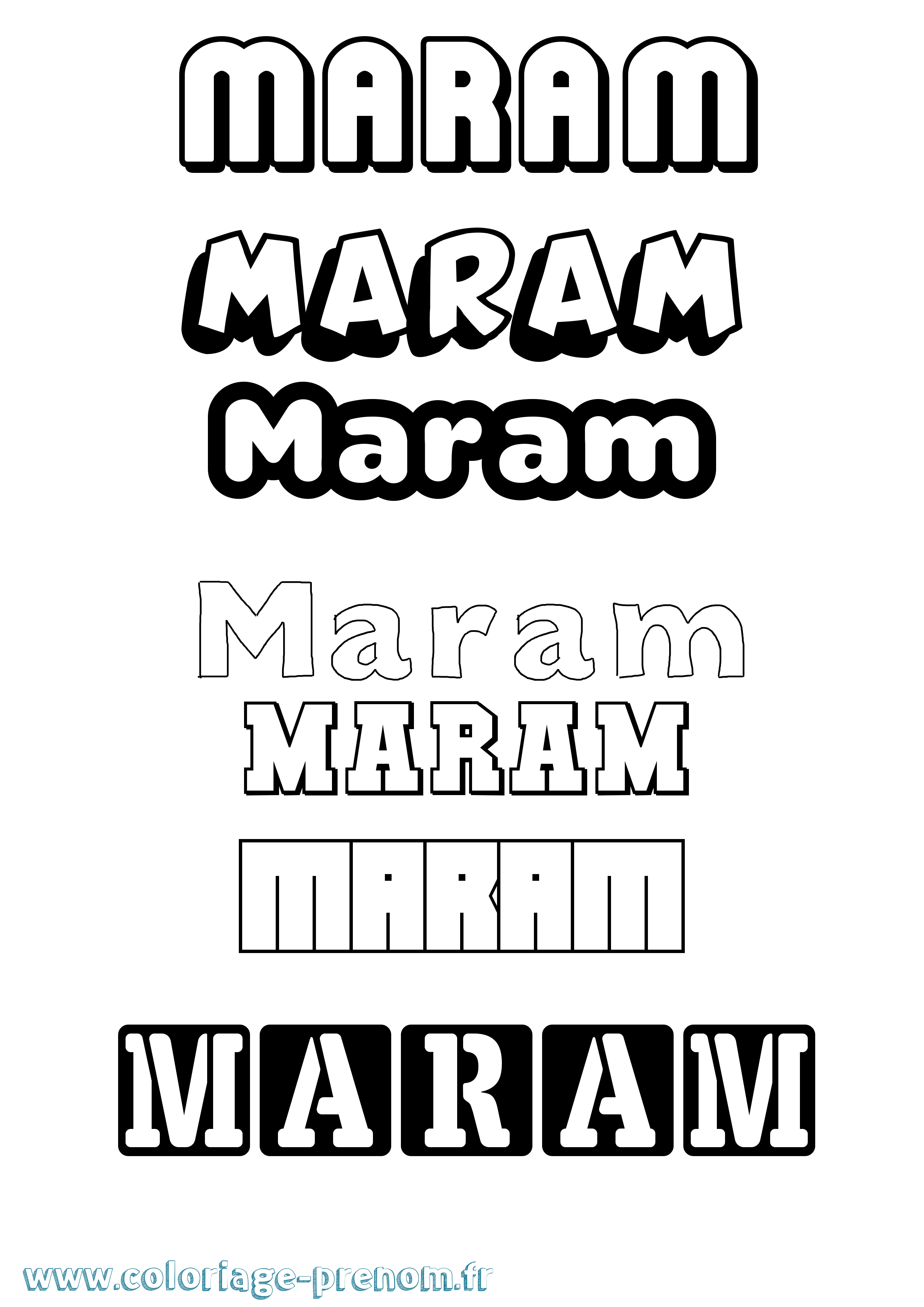 Coloriage prénom Maram Simple